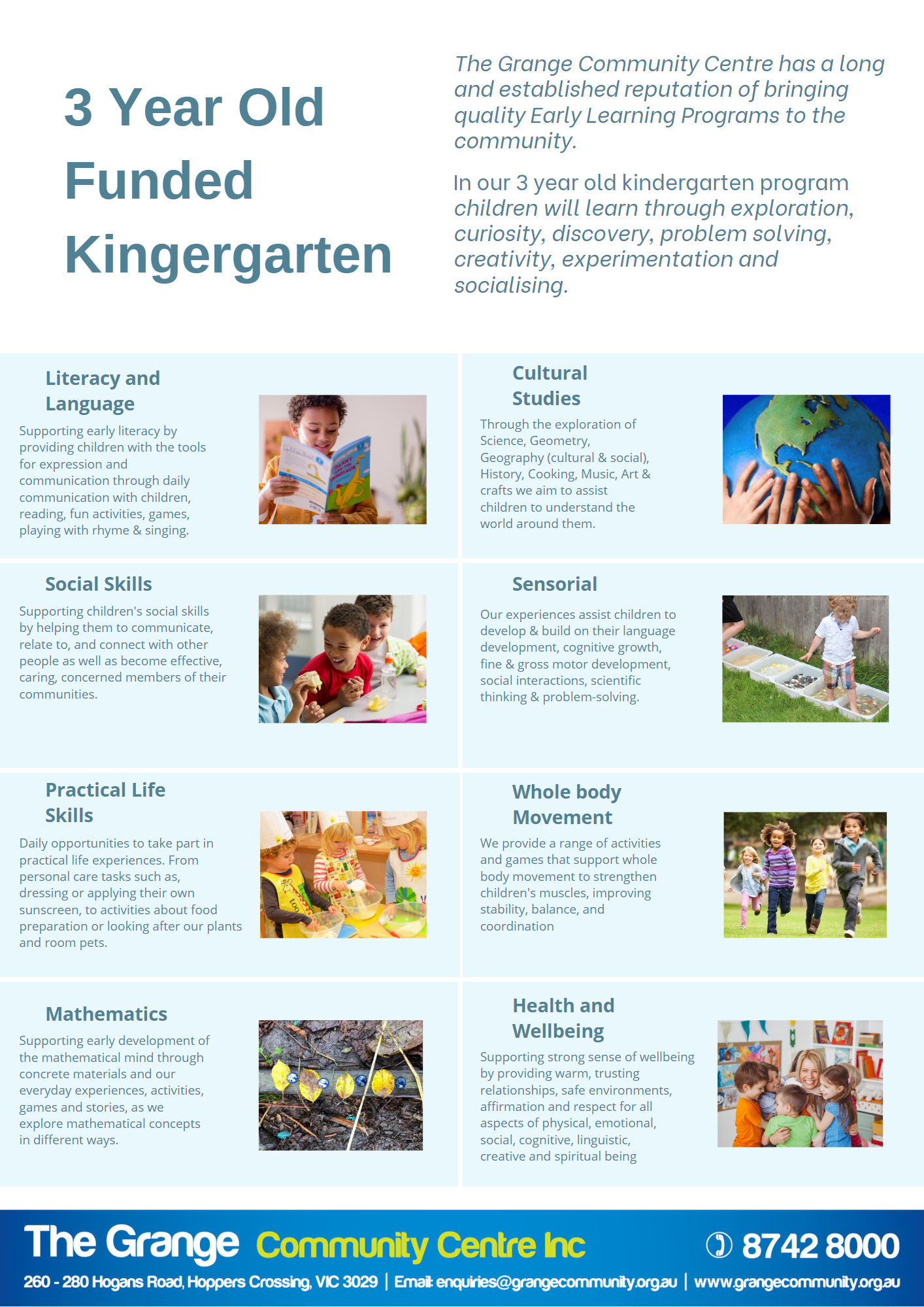  3 Year Old Kindergarten — The Grange Community Centre Bildidee 