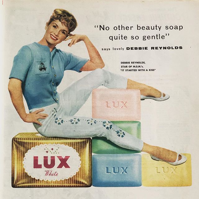 Pastel Debbie in Pastel! @lux soap in a 1960&rsquo;s advert. Online now! #vintageads #vintageadcompany #debbiereynolds #luxsoap