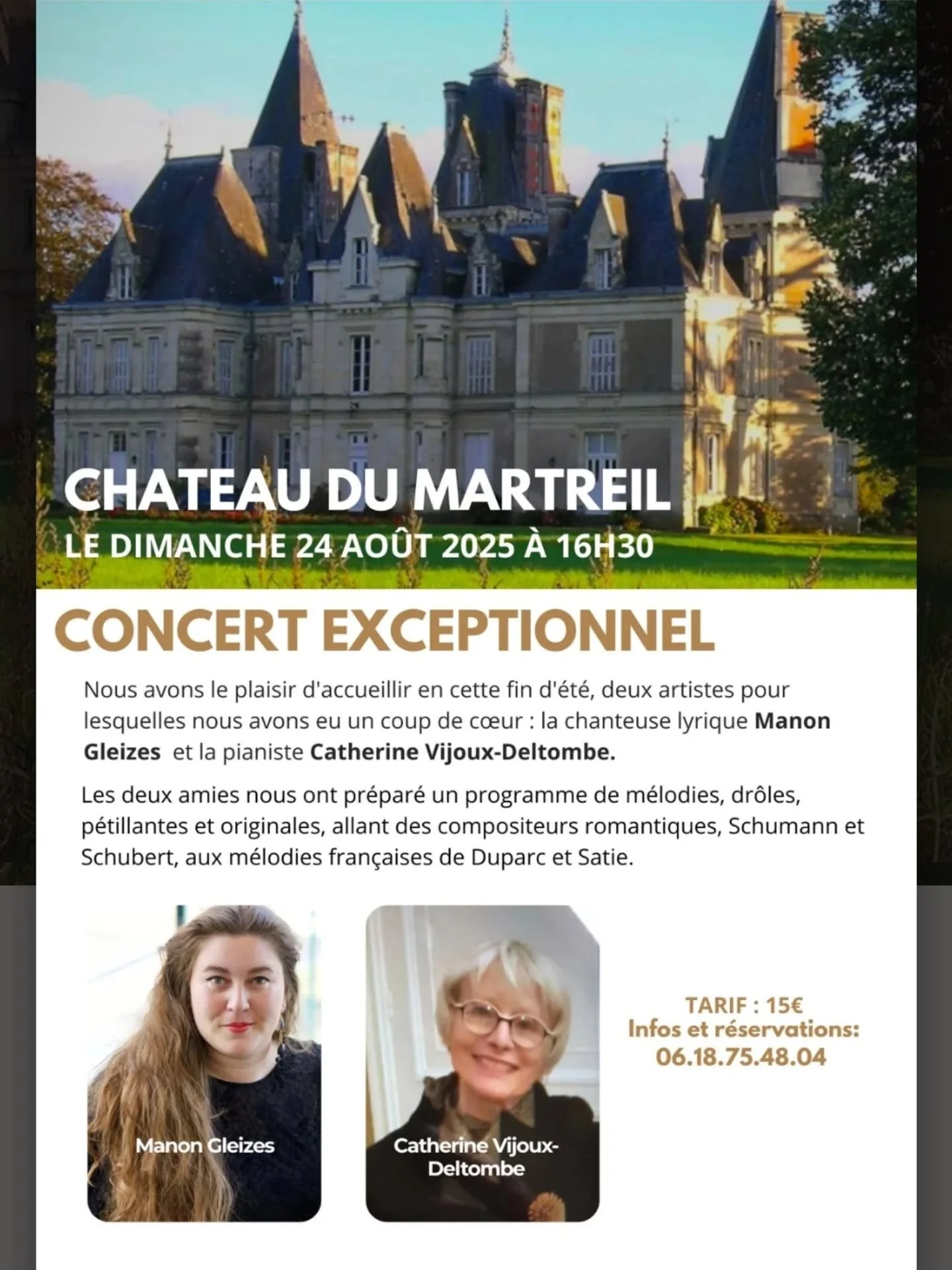 Excited for this coming Sunday's chamber music recital ! 

There are just a few seats left. See you there ?!

#concert #opera #operasingersofinstagram #operasinger #lesmauges #chateaulemartreil #lemartreil #martreil #paysdelaloire #musiquedechambre #