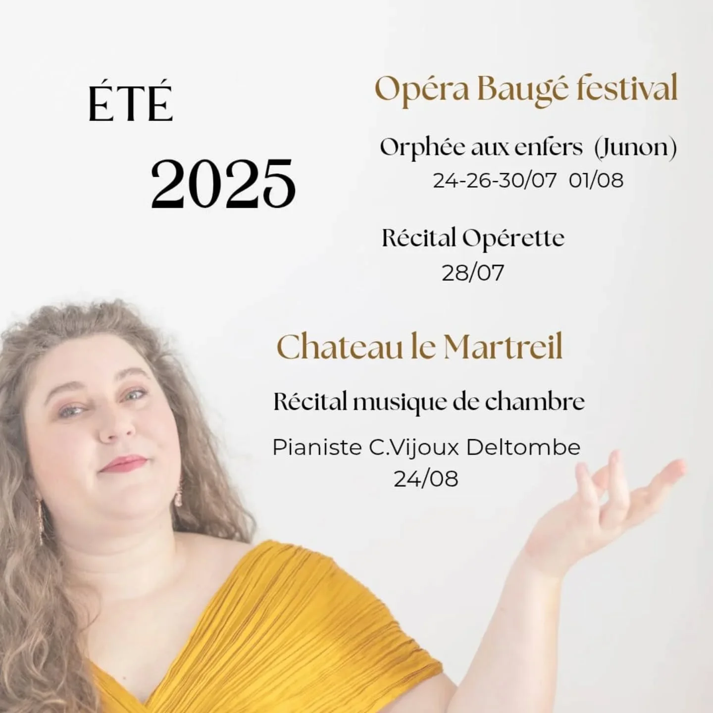 Today was the start of the Opera Baug&eacute; production of Orph&eacute;e aux enfers where I sing Junon. 

And I'll be pleased to share the stage with Catherine Bijoux Deltombe with a Schumann Schubert Poulenc and Duparc programme at the superbe #cha