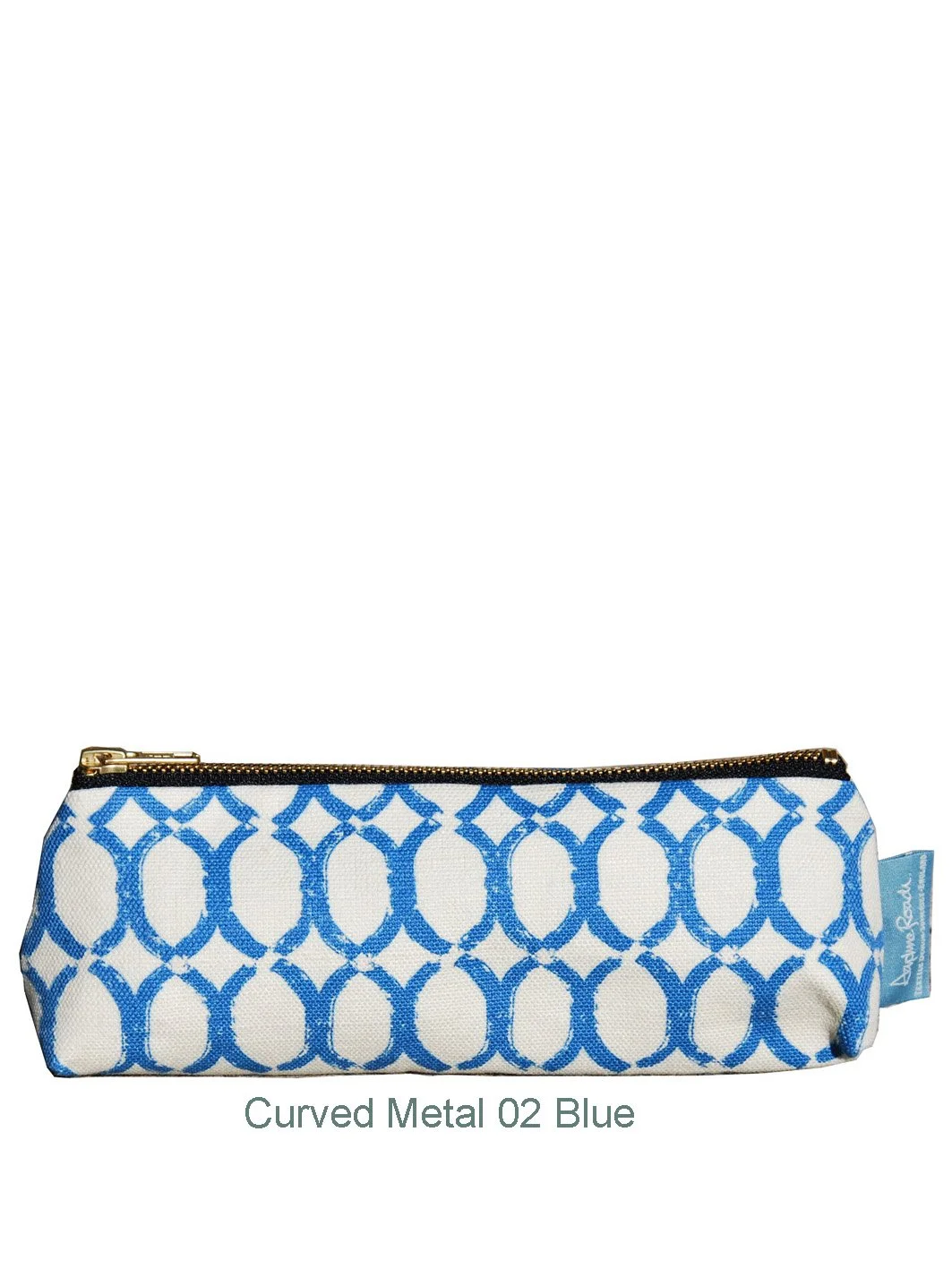 Pencil Case in Curved Metal Blue