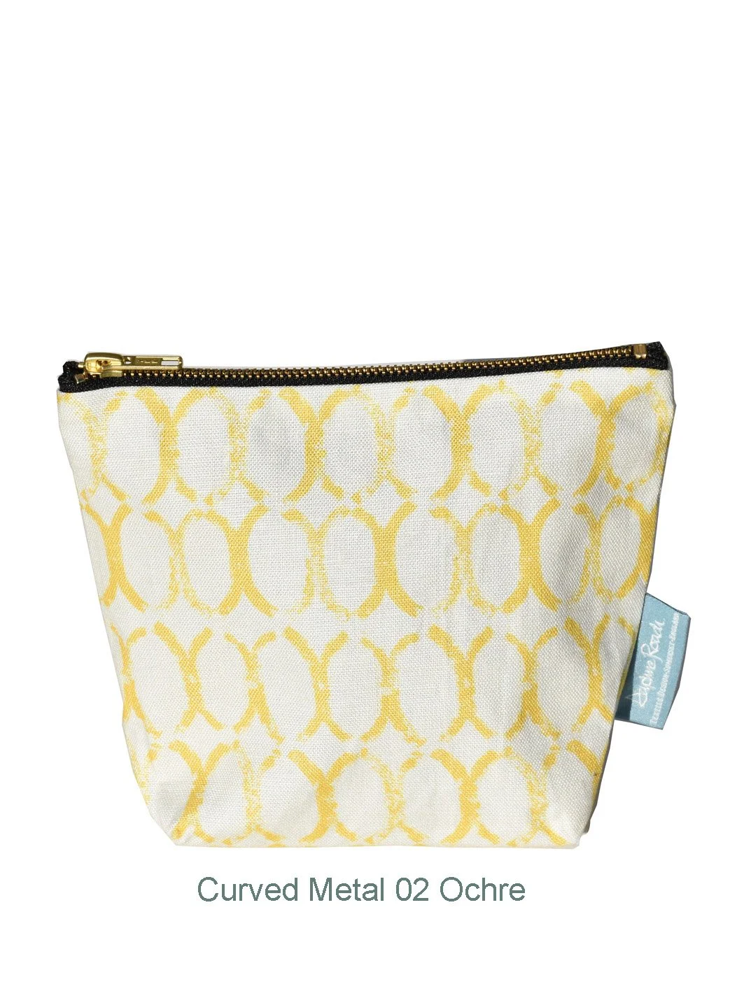Small Pouch in Curved Metal Ochre