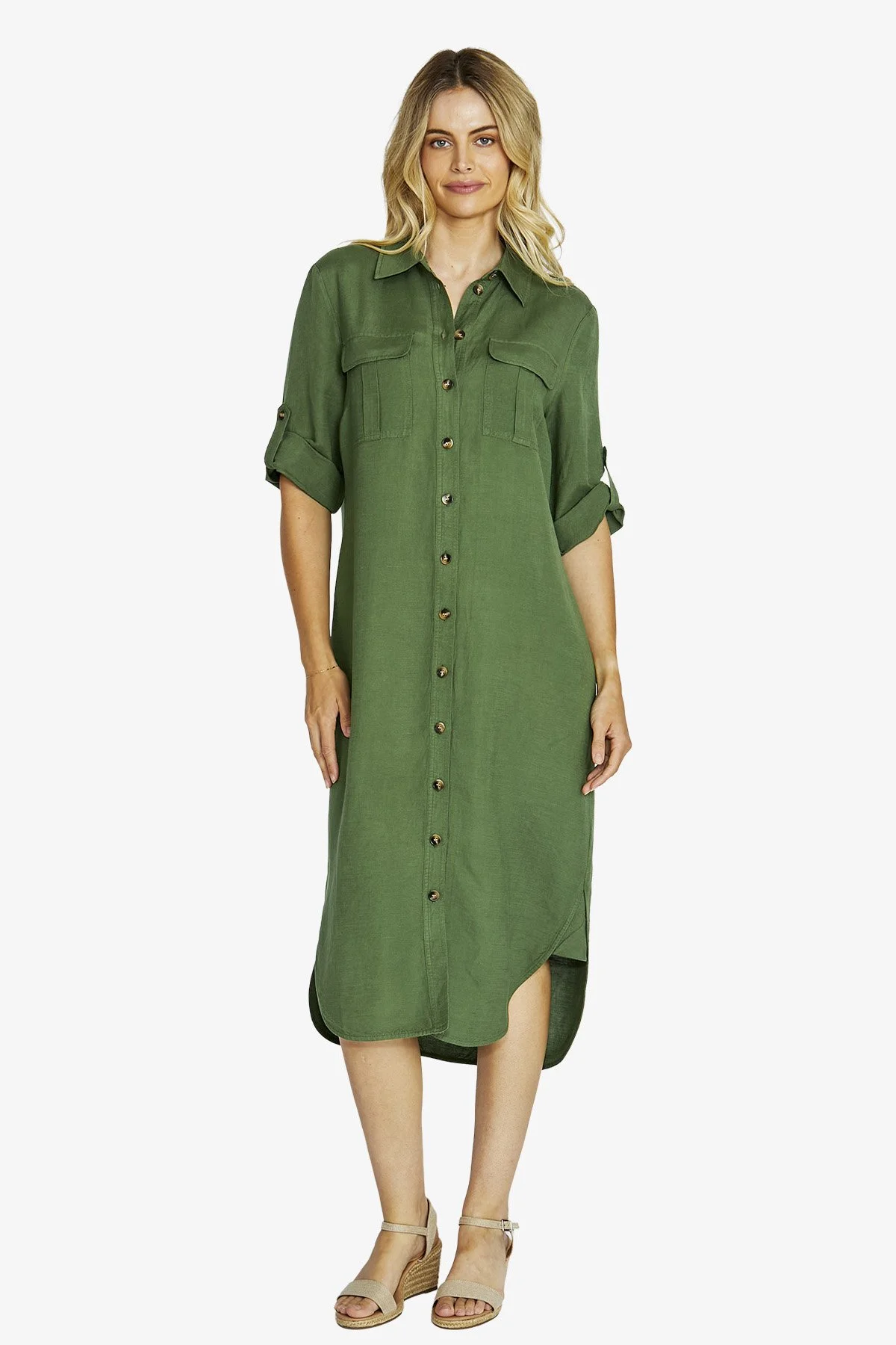 Ping Pong Alexi Button Shirt Dress - Agave