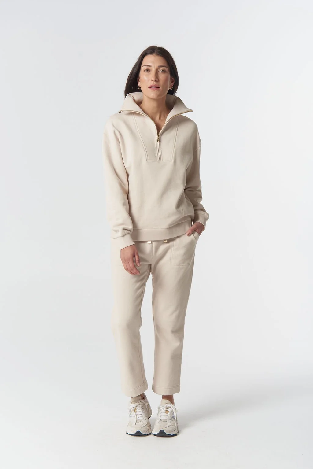 Goondiwindi Rugged 1/2 Zip Cotton Sweater - Birch Solid - Haveli