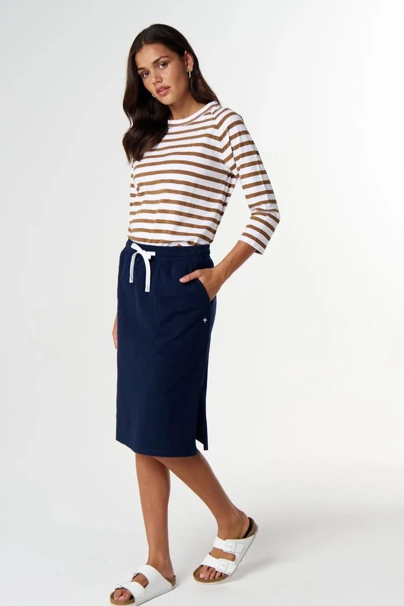 Cloth Paper Scissors Folk Side Split Skirt - Parisian Navy - Haveli