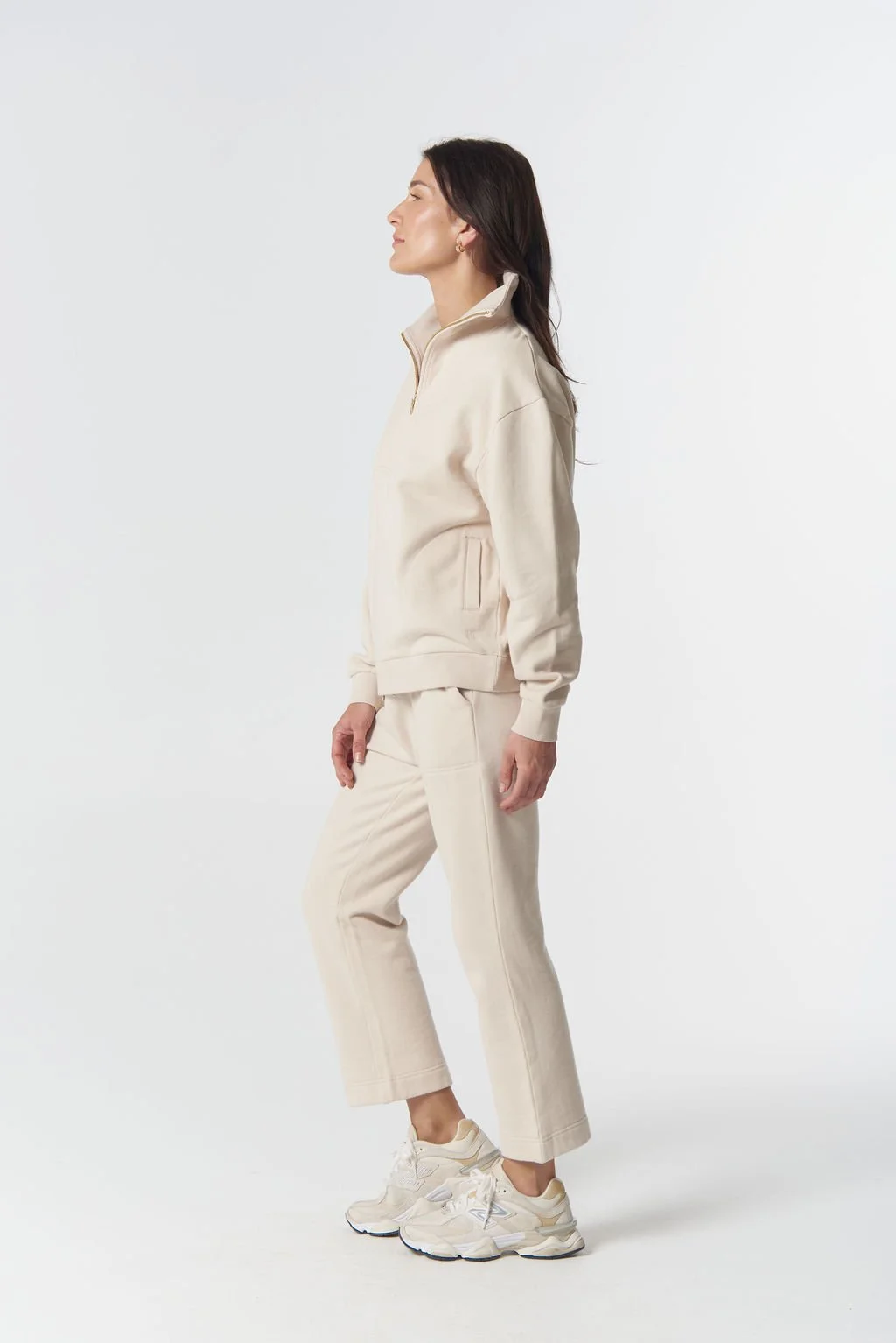 Goondiwindi Rugged 1/2 Zip Cotton Sweater - Birch Solid - Haveli