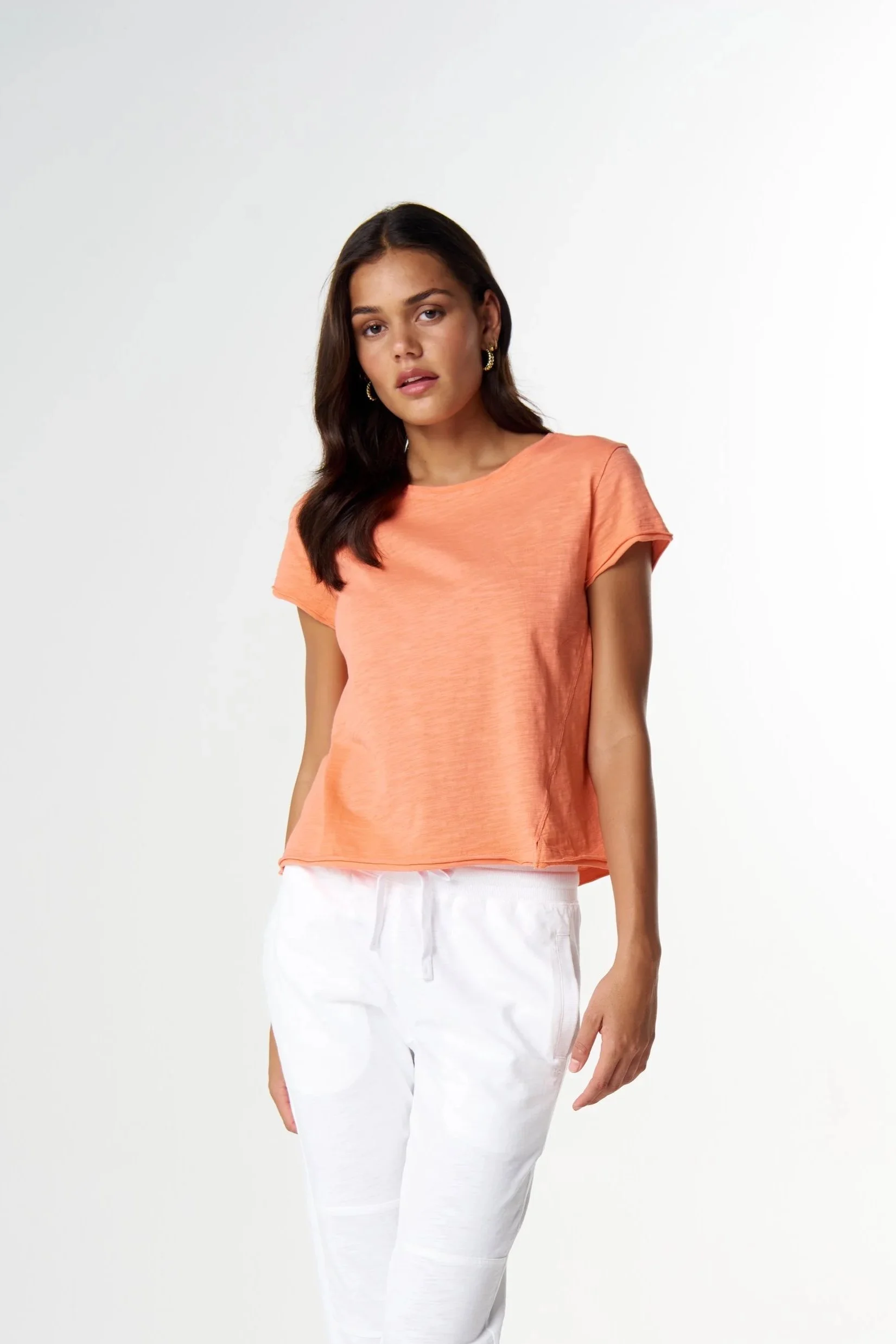 Cloth Paper Scissors Front Split Tee - Peach - Haveli