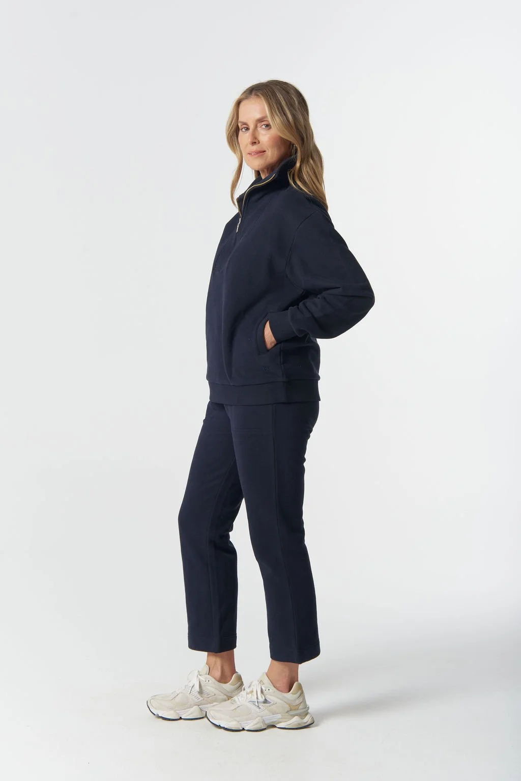 Goondiwindi Rugged 1/2 Zip Cotton Sweater - Dark Navy - Haveli