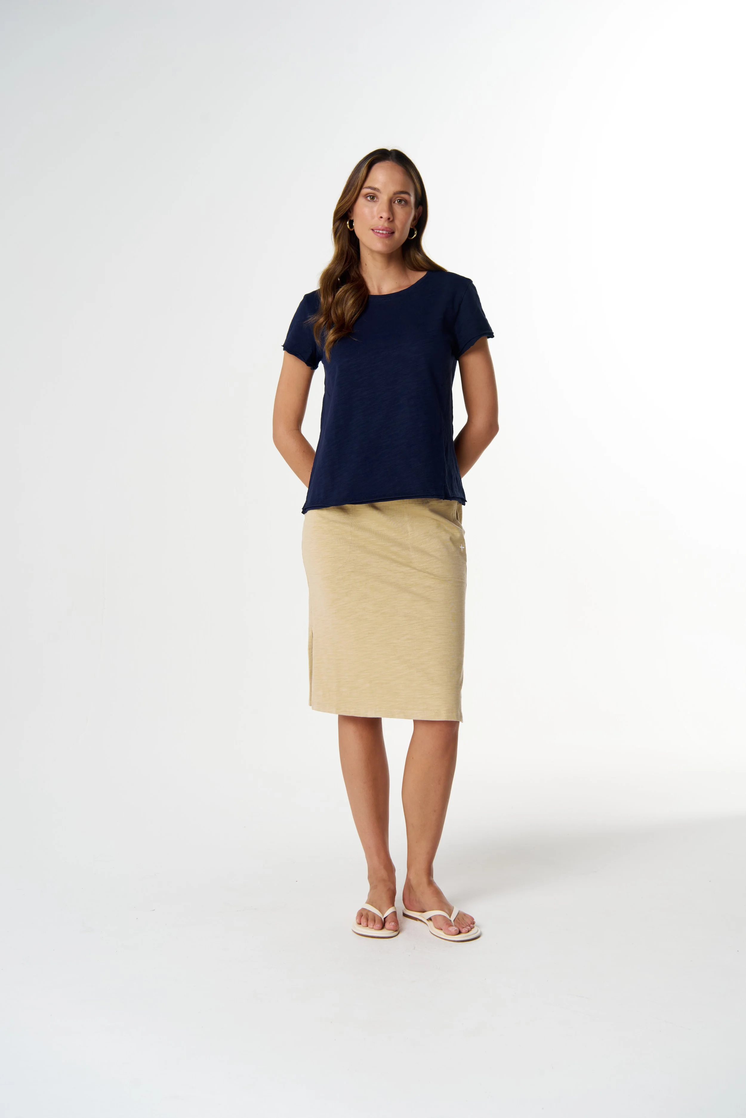 Cloth Paper Scissors Front Split Tee - Parisian Navy
