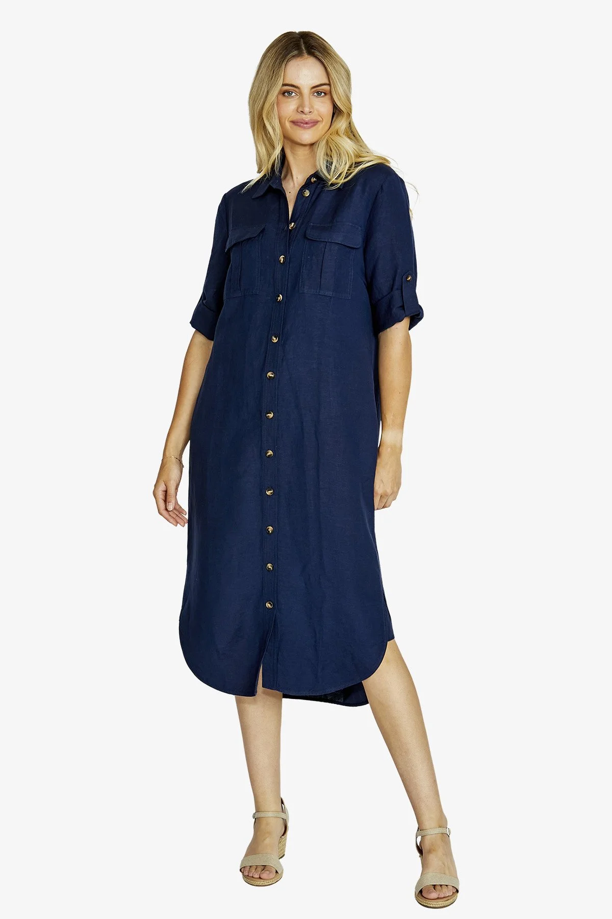 Ping Pong Alexi Button Shirt Dress - Navy