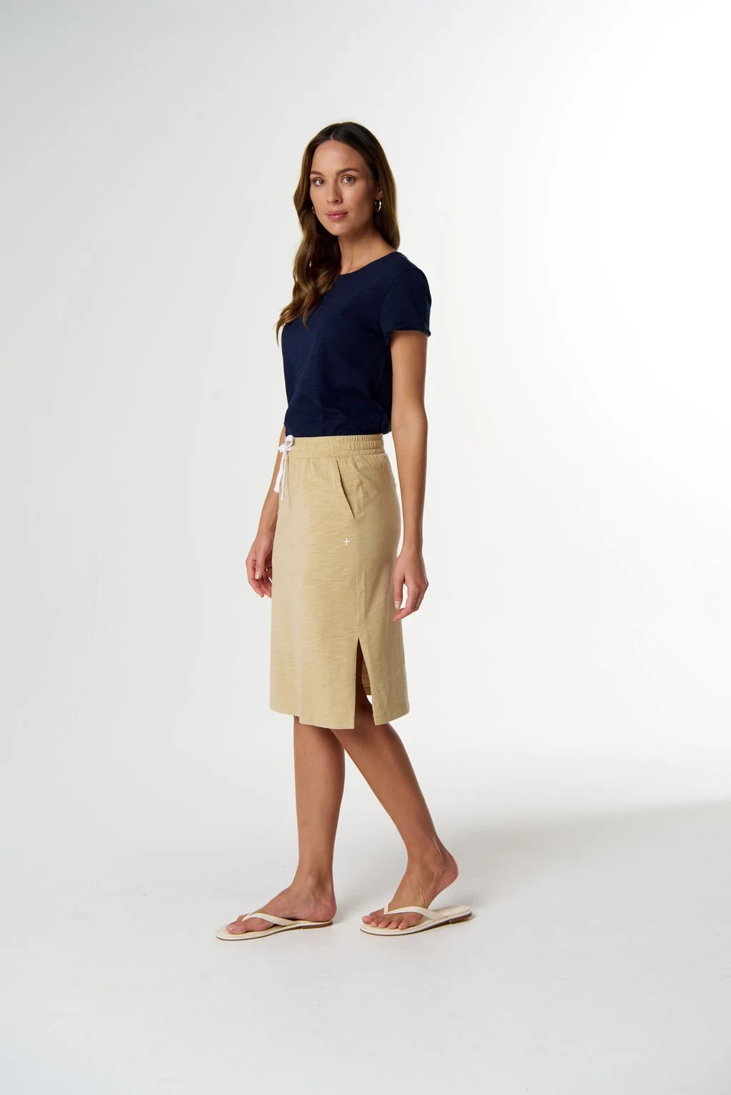 Cloth Paper Scissors Folk Side Split Skirt - Safari