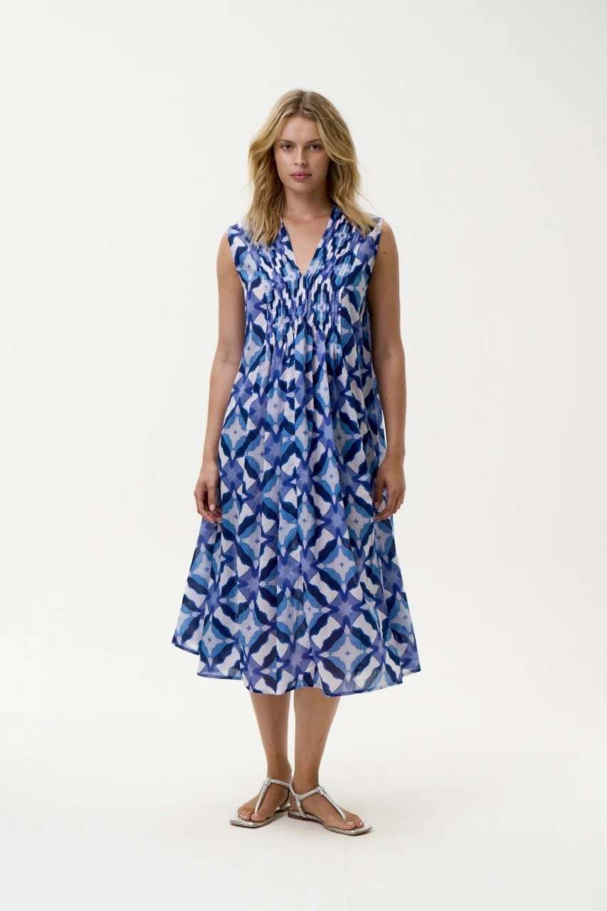 Oneseason Tommy Dress - Floreat Blue ikat