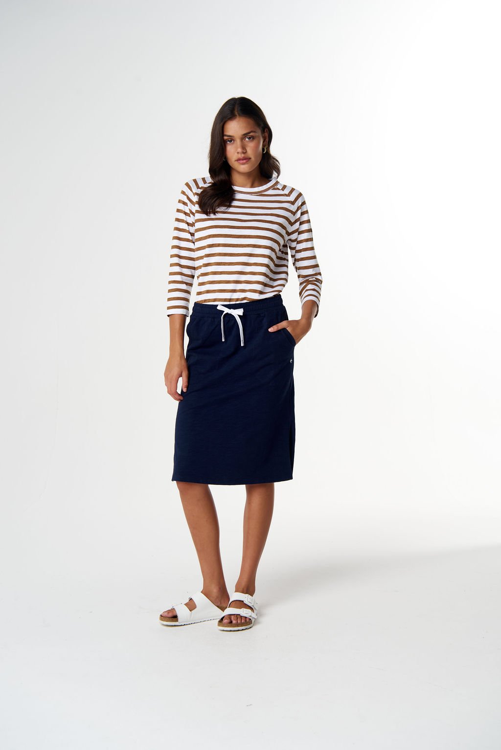 Cloth Paper Scissors Folk Side Split Skirt - Parisian Navy