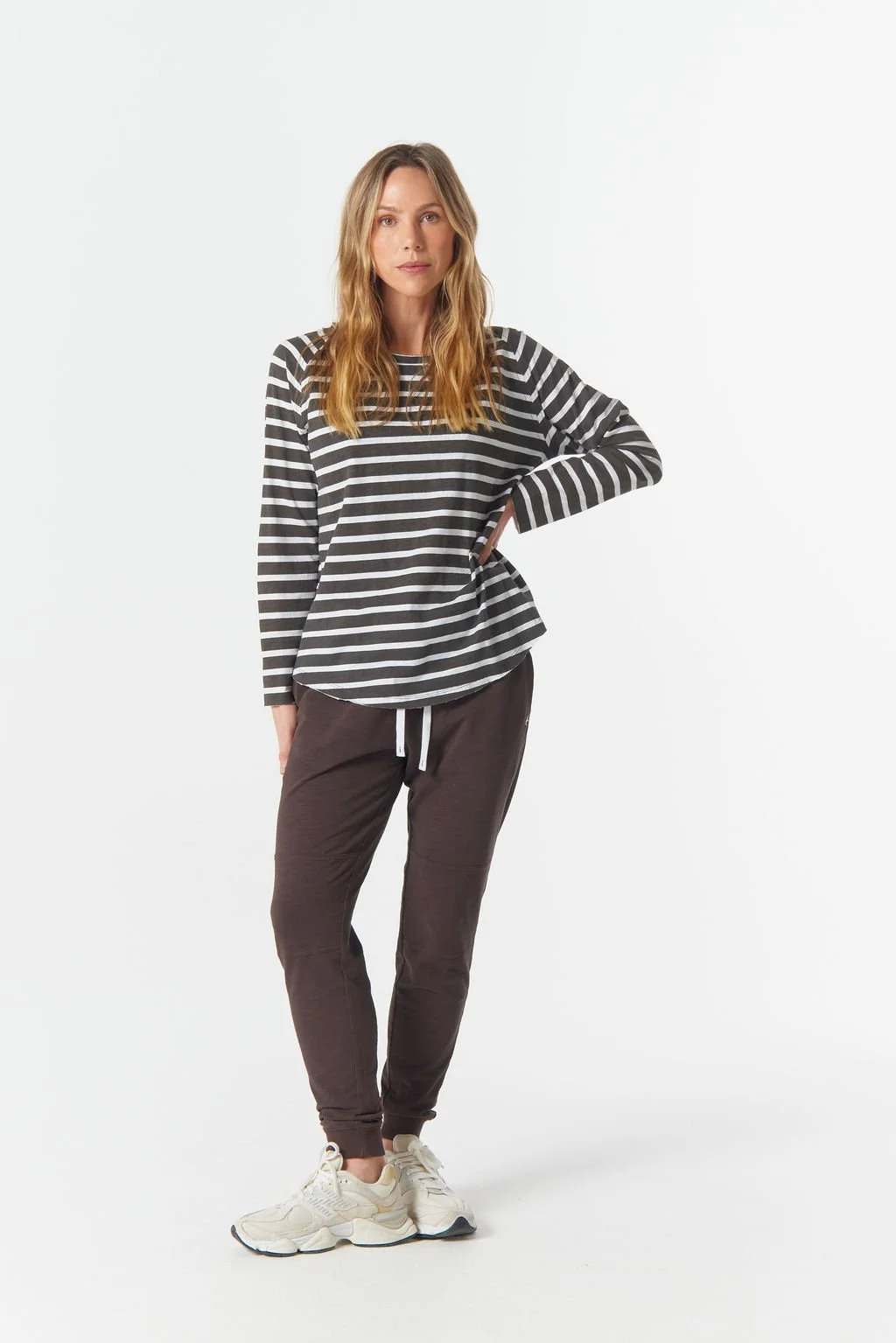 Cloth Paper Scissors The Hero Stripe Raglan Tee - Wht/Chocolate