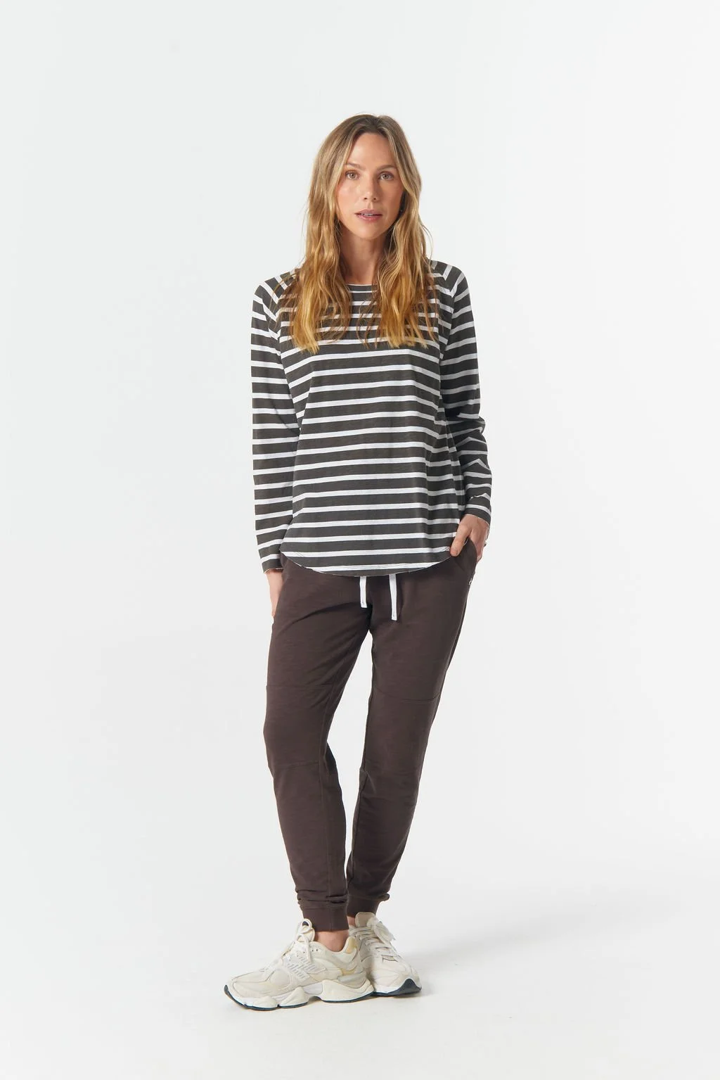 Cloth Paper Scissors The Hero Stripe Raglan Tee - Wht/Chocolate - Haveli