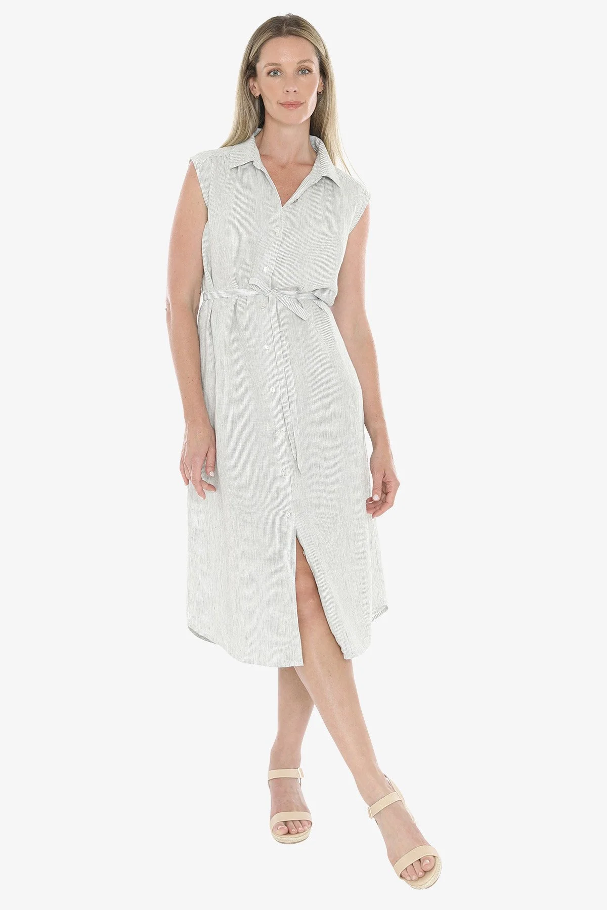 Jump Clothing Core Stripe Dress - basil/Wht