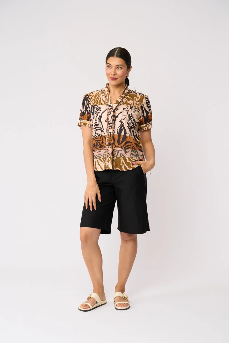Foil Crushing It Cap Sleeve Shirt - Keep Palm