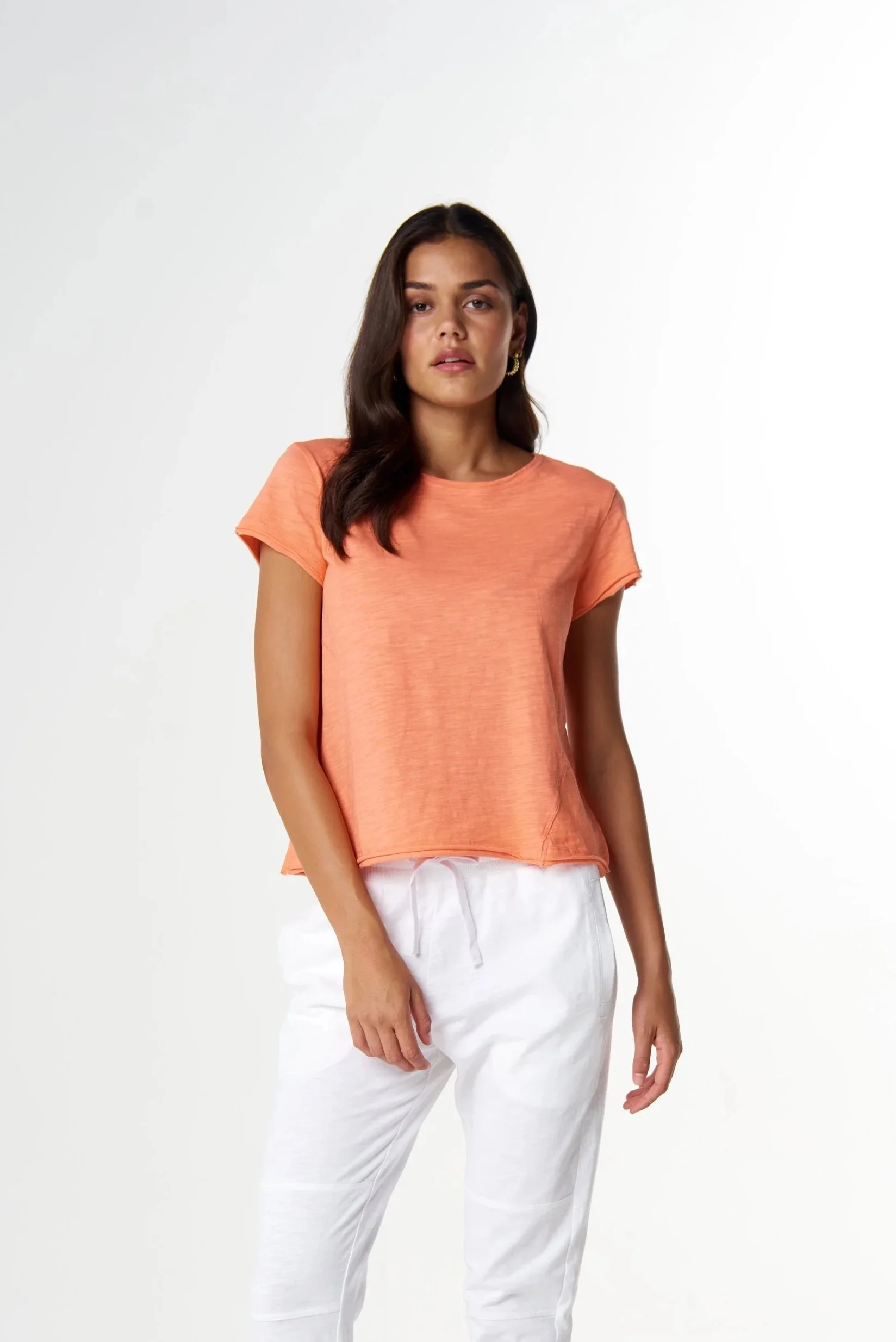 Cloth Paper Scissors Front Split Tee - Peach - Haveli