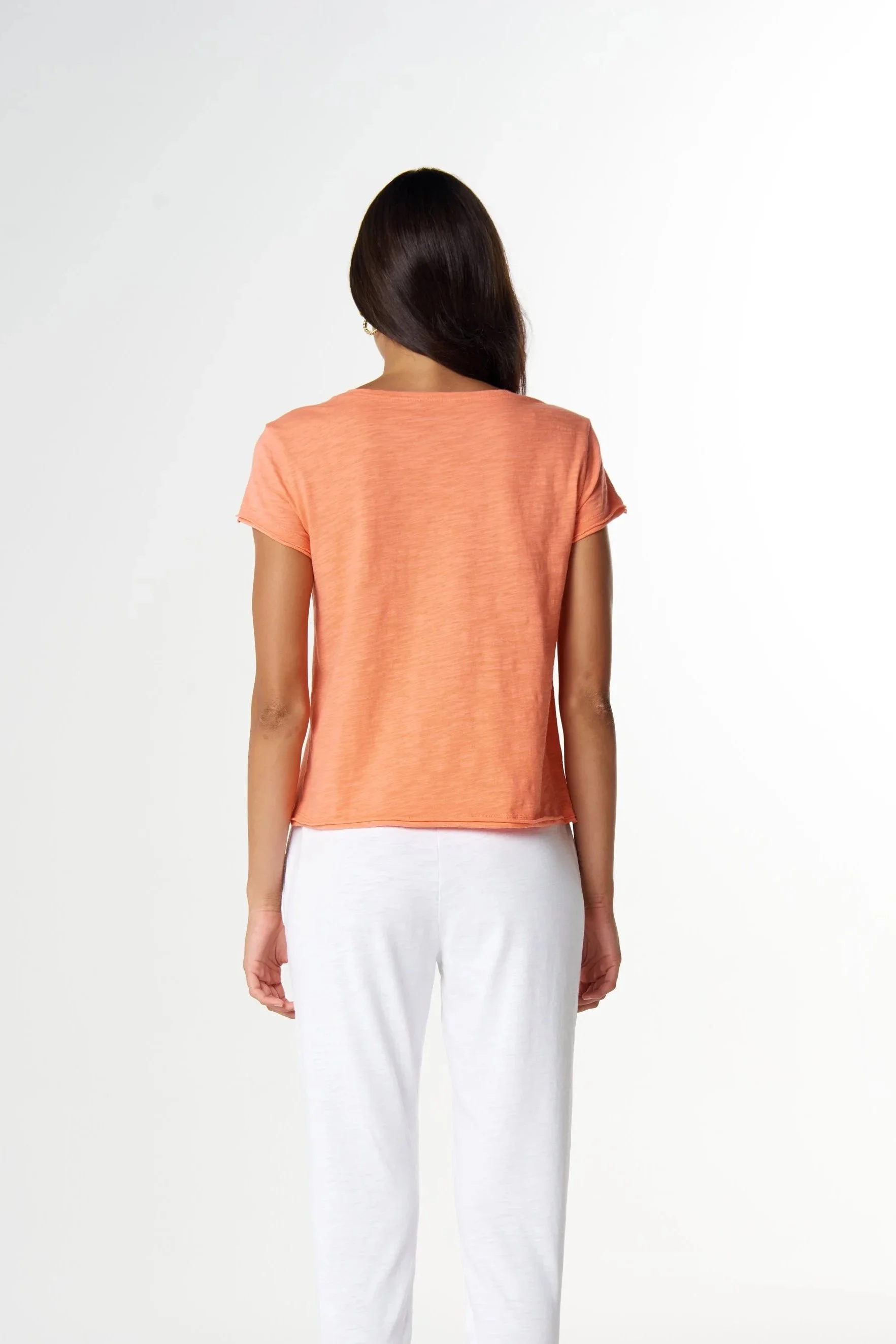 Cloth Paper Scissors Front Split Tee - Peach - Haveli