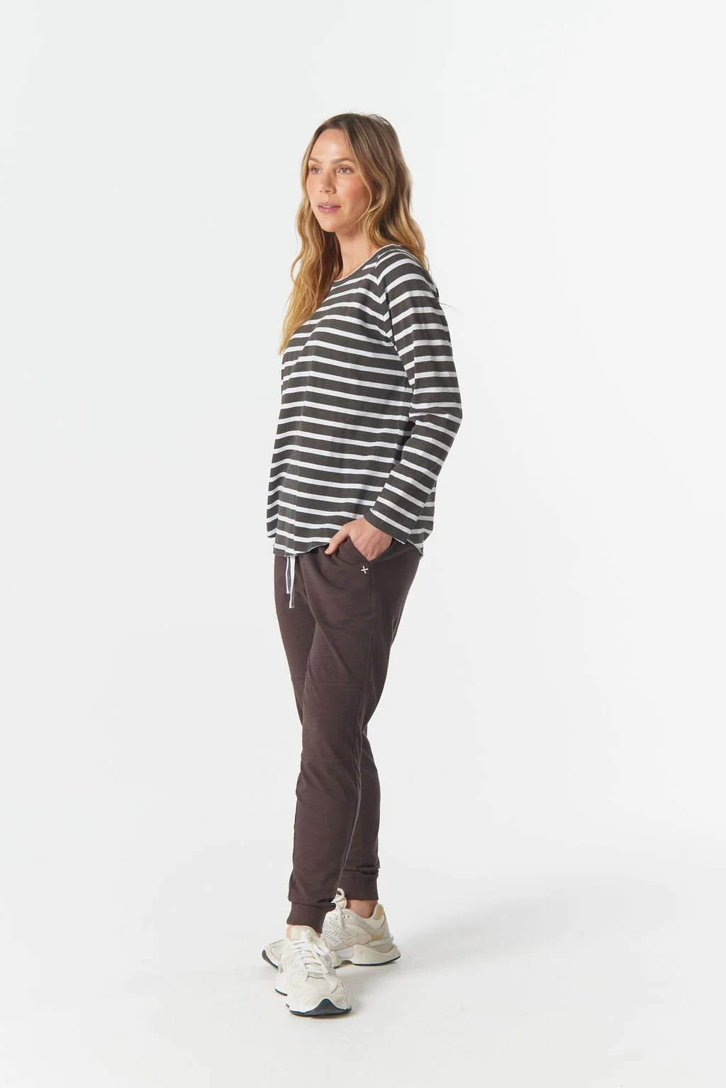 Cloth Paper Scissors The Hero Stripe Raglan Tee - Wht/Chocolate - Haveli