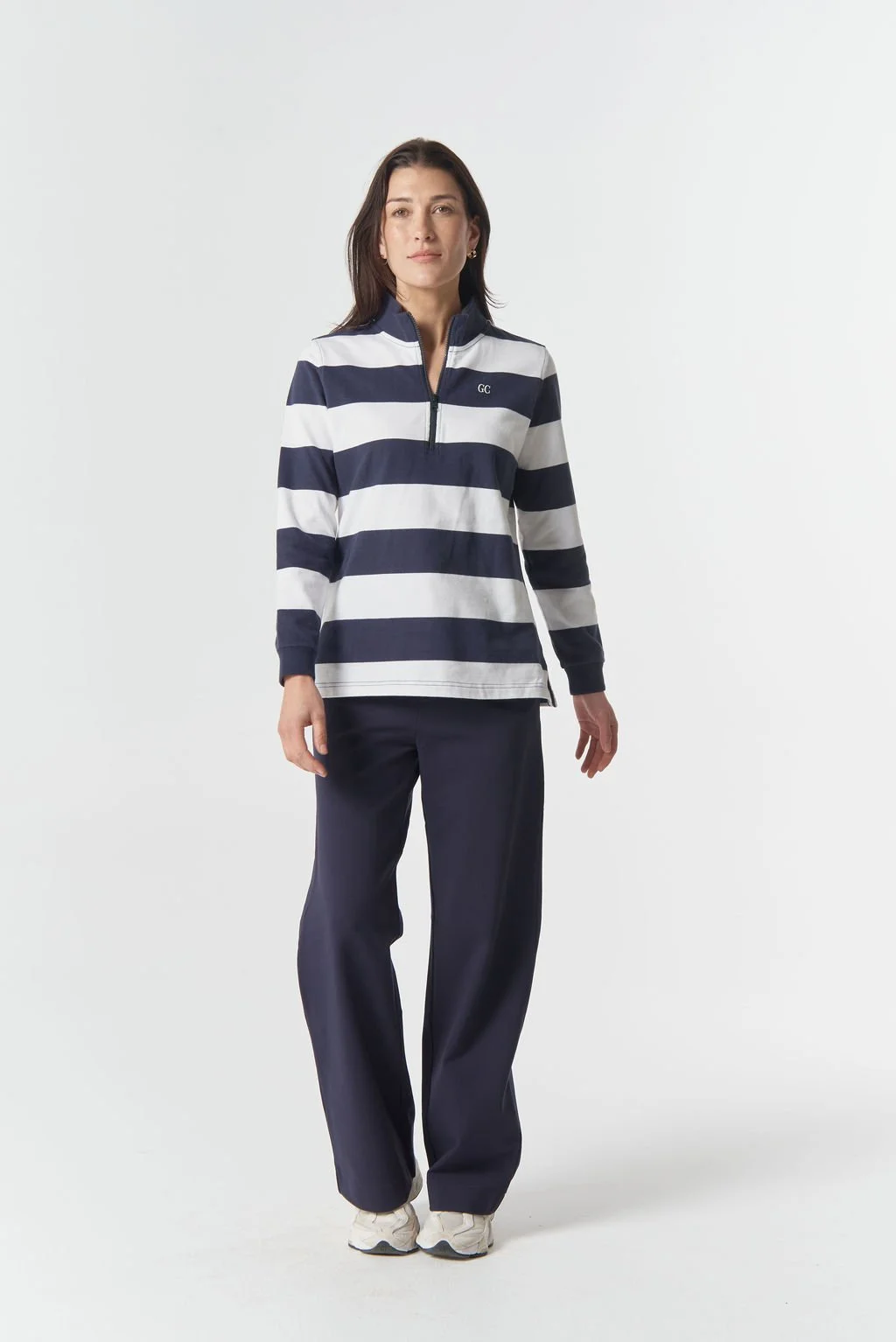 Goondiwindi The local 1/2 Zip Cotton Rugby - Dark Navy/Wht - Haveli