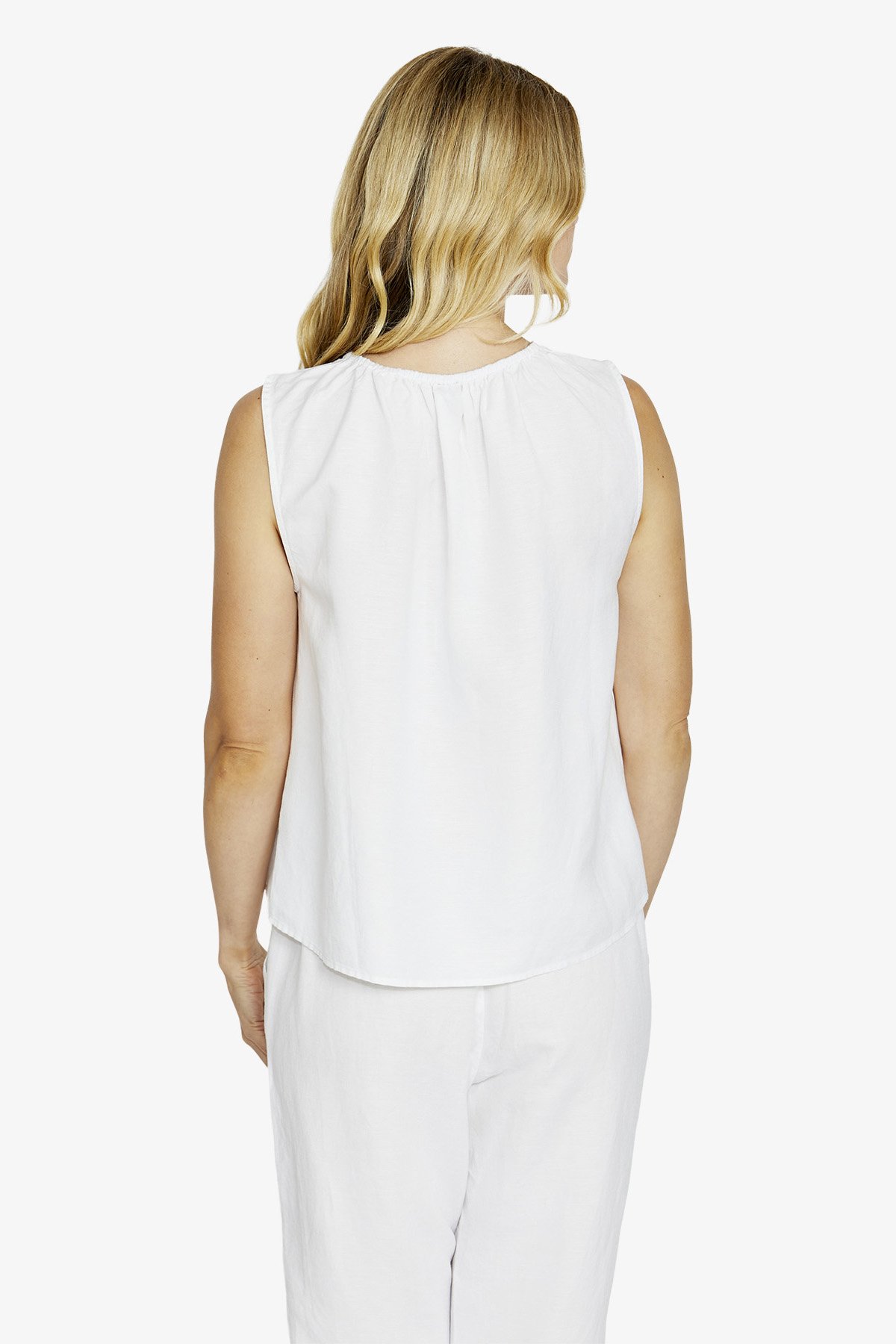 Ping Pong Olivia Keyhole Sleeveless Top - White - Haveli