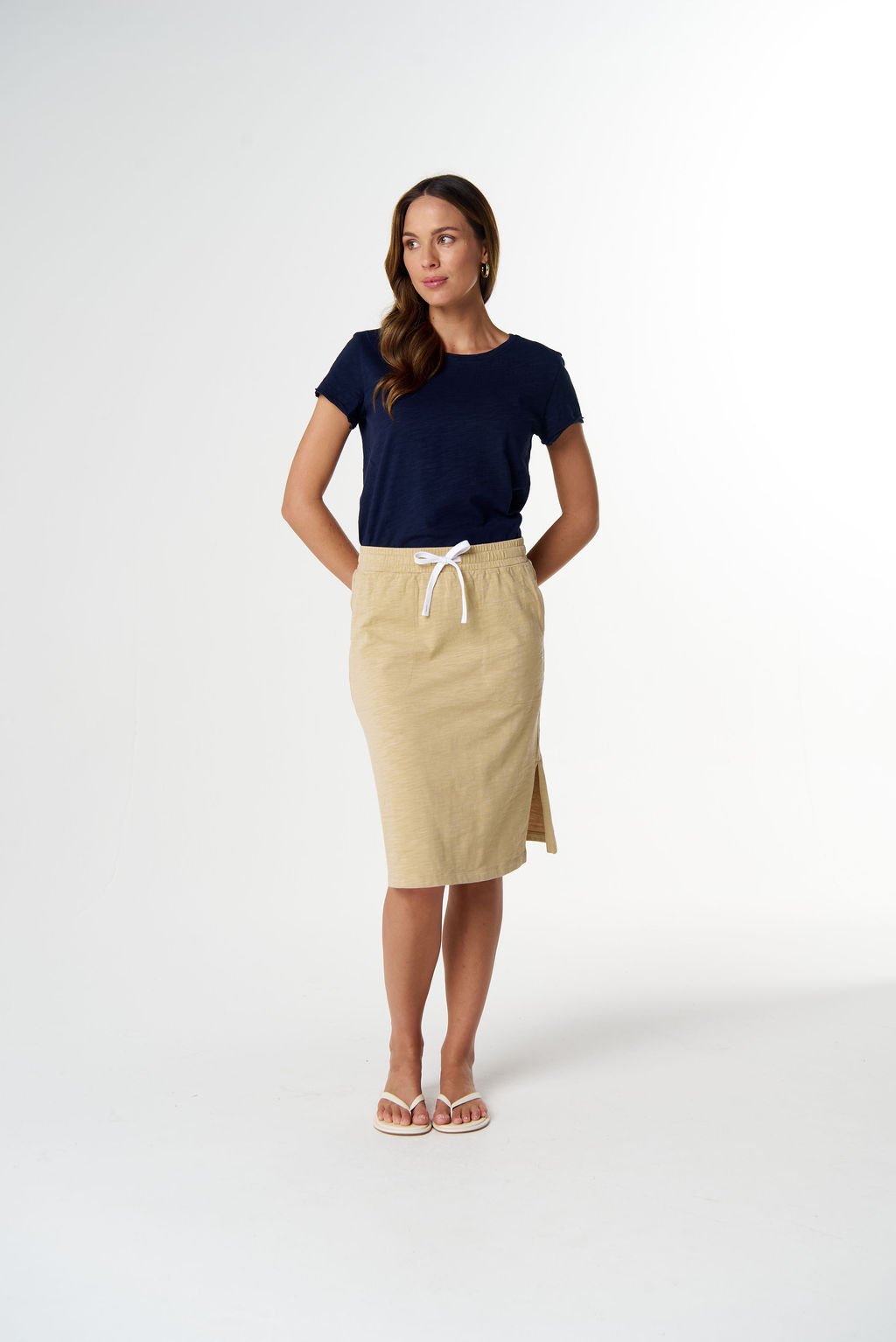 Cloth Paper Scissors Folk Side Split Skirt - Safari - Haveli