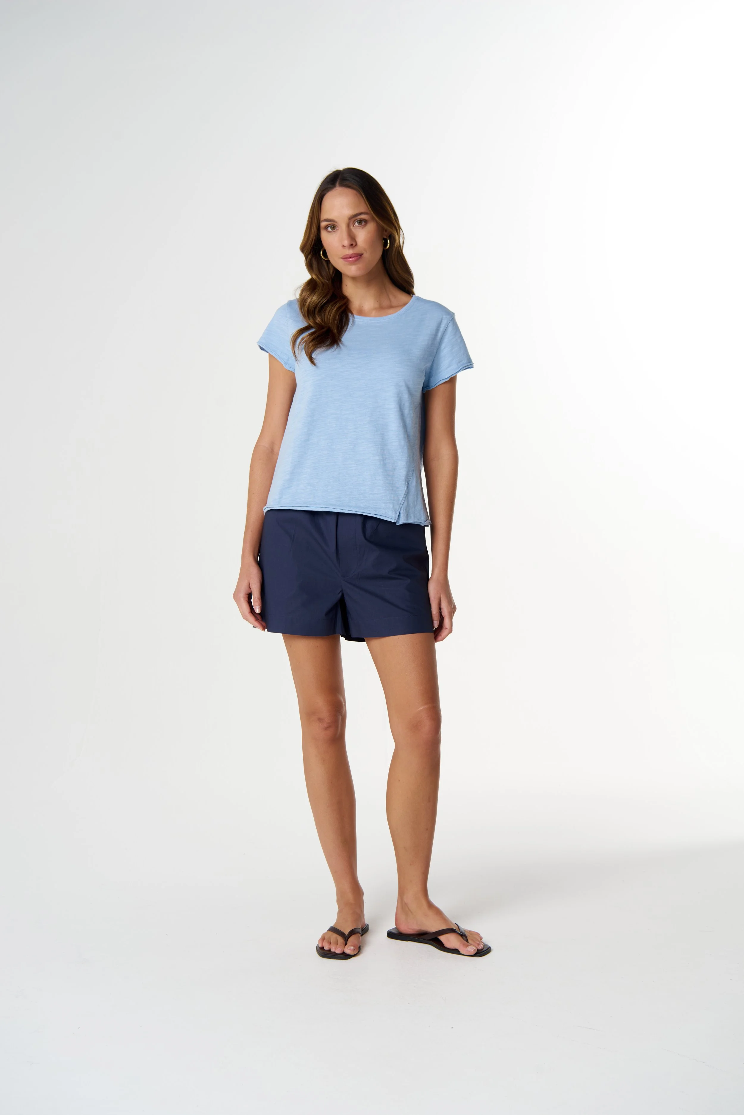 Cloth Paper Scissors Front Split Tee - Skyway Blue