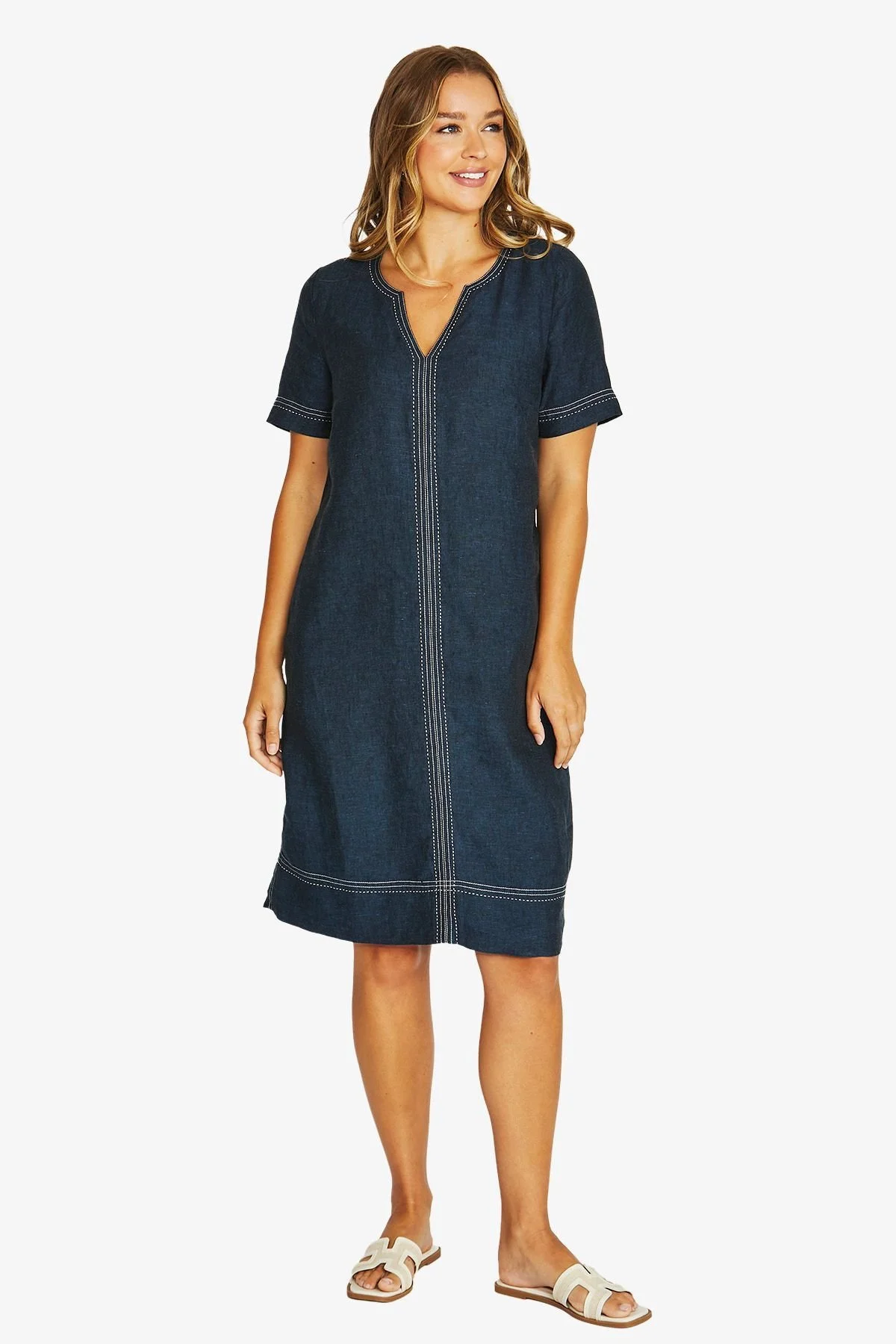 Jump Tack Stitch Dress - Ink C/D