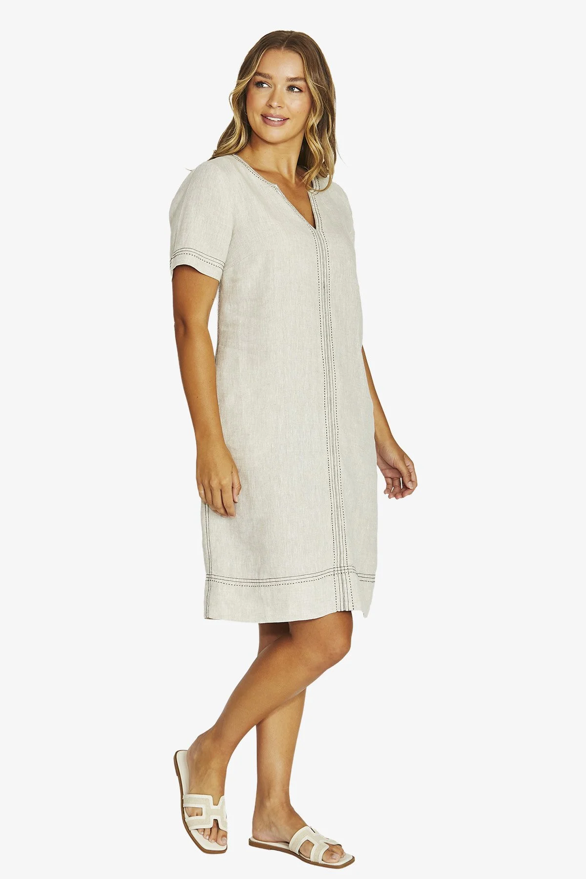 Jump Tack Stitch Dress - Nat Flax
