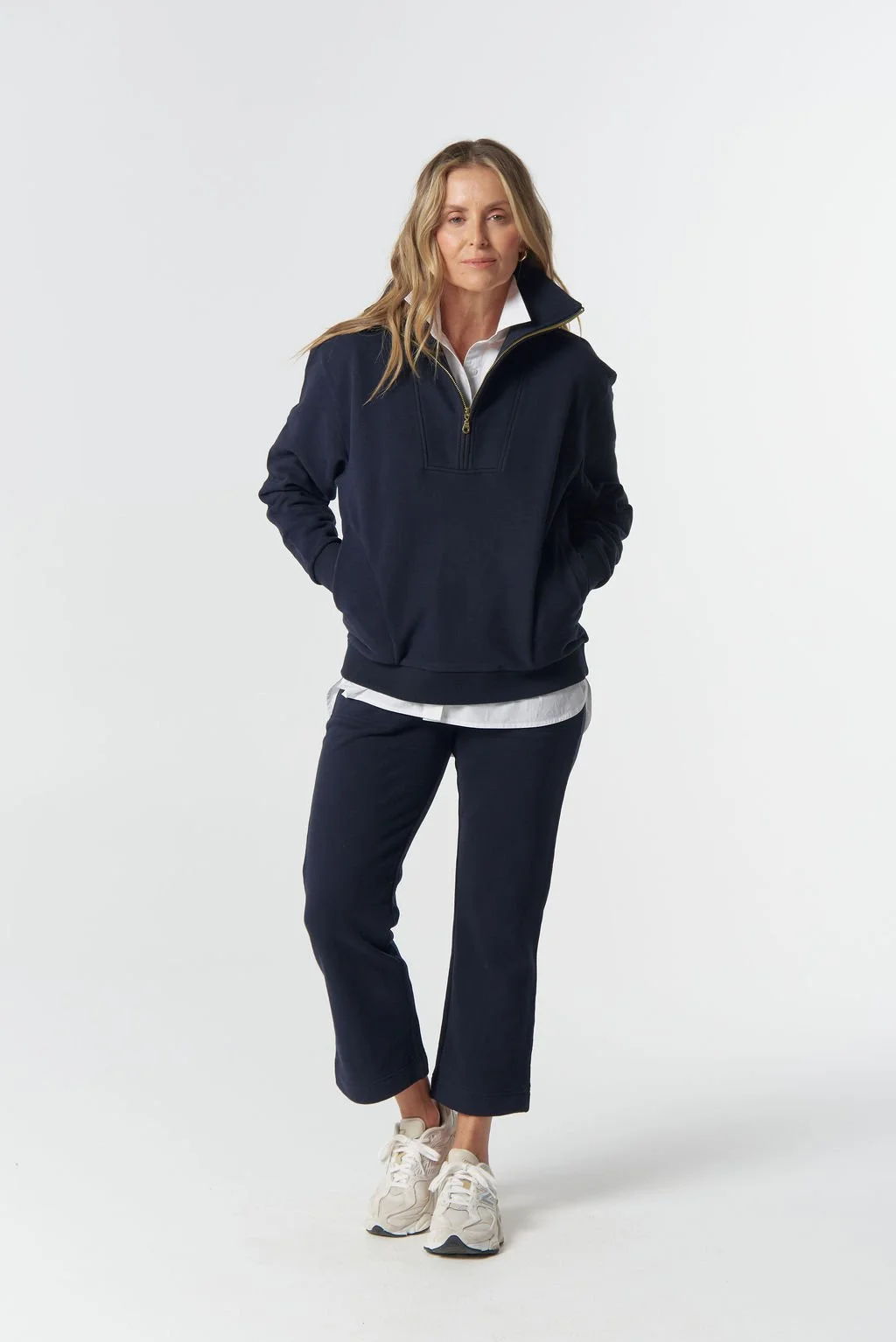 Goondiwindi Rugged 1/2 Zip Cotton Sweater - Dark Navy - Haveli