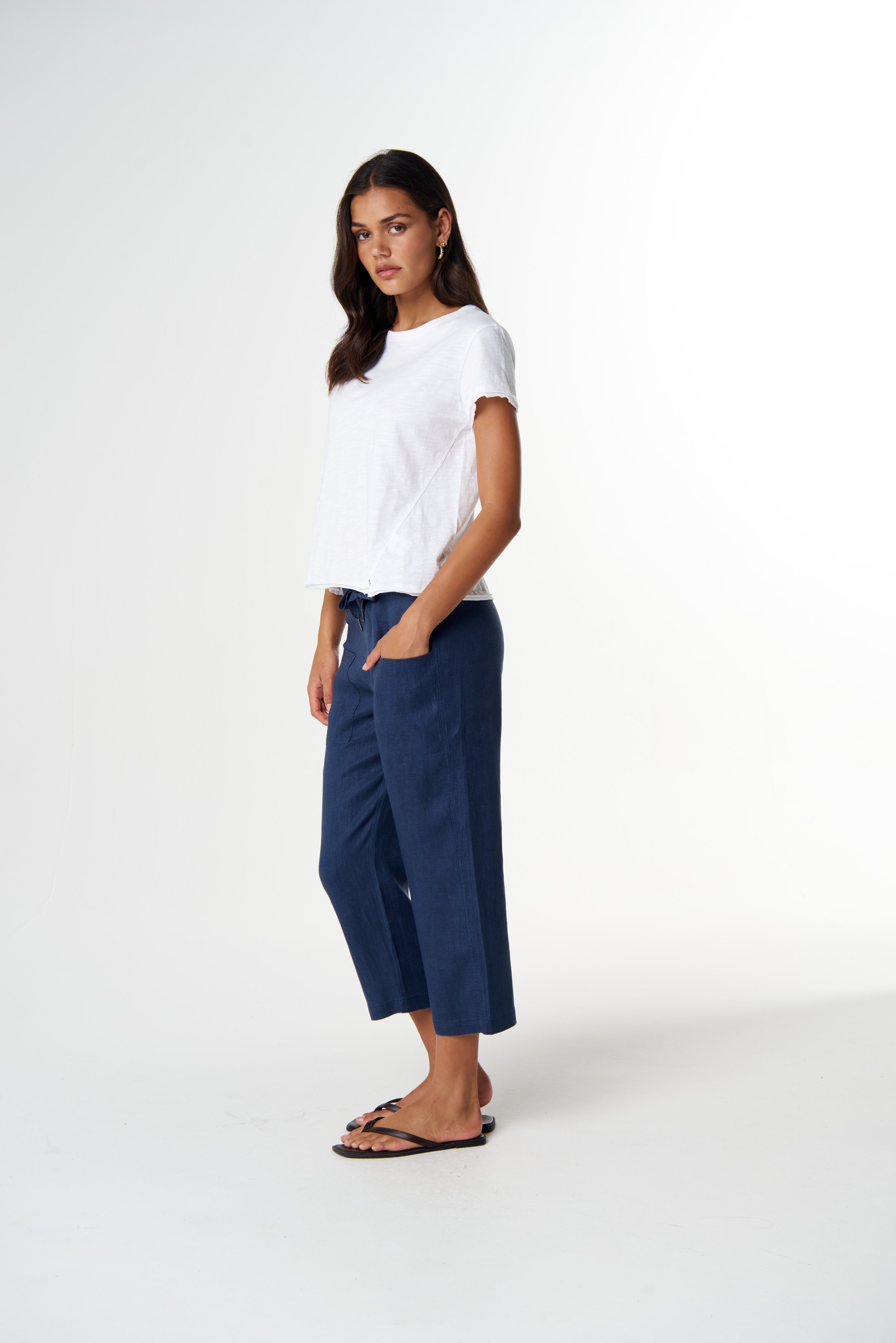 Cloth Paper Scissors Front Split Tee - White - Haveli