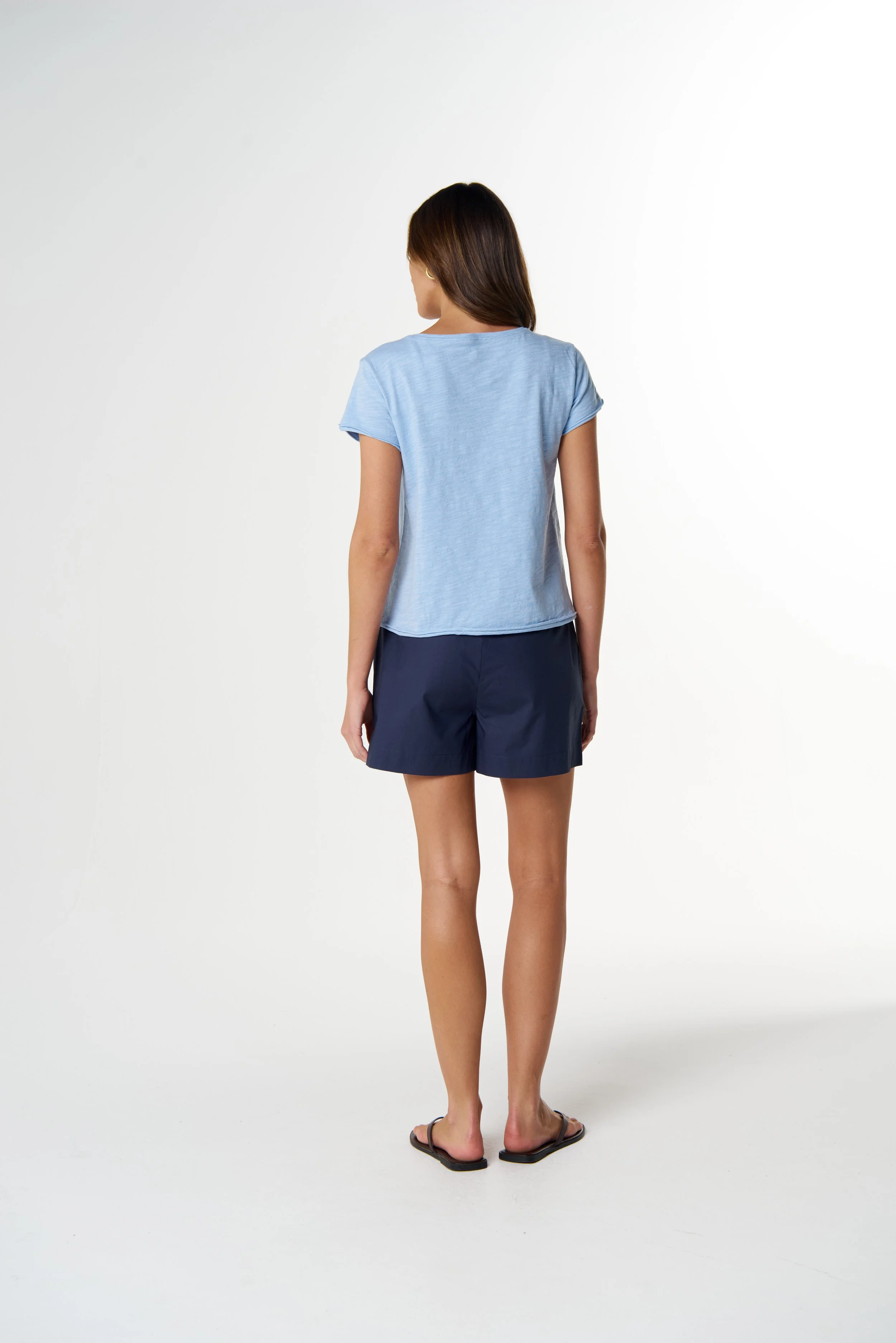 Cloth Paper Scissors Front Split Tee - Skyway Blue - Haveli