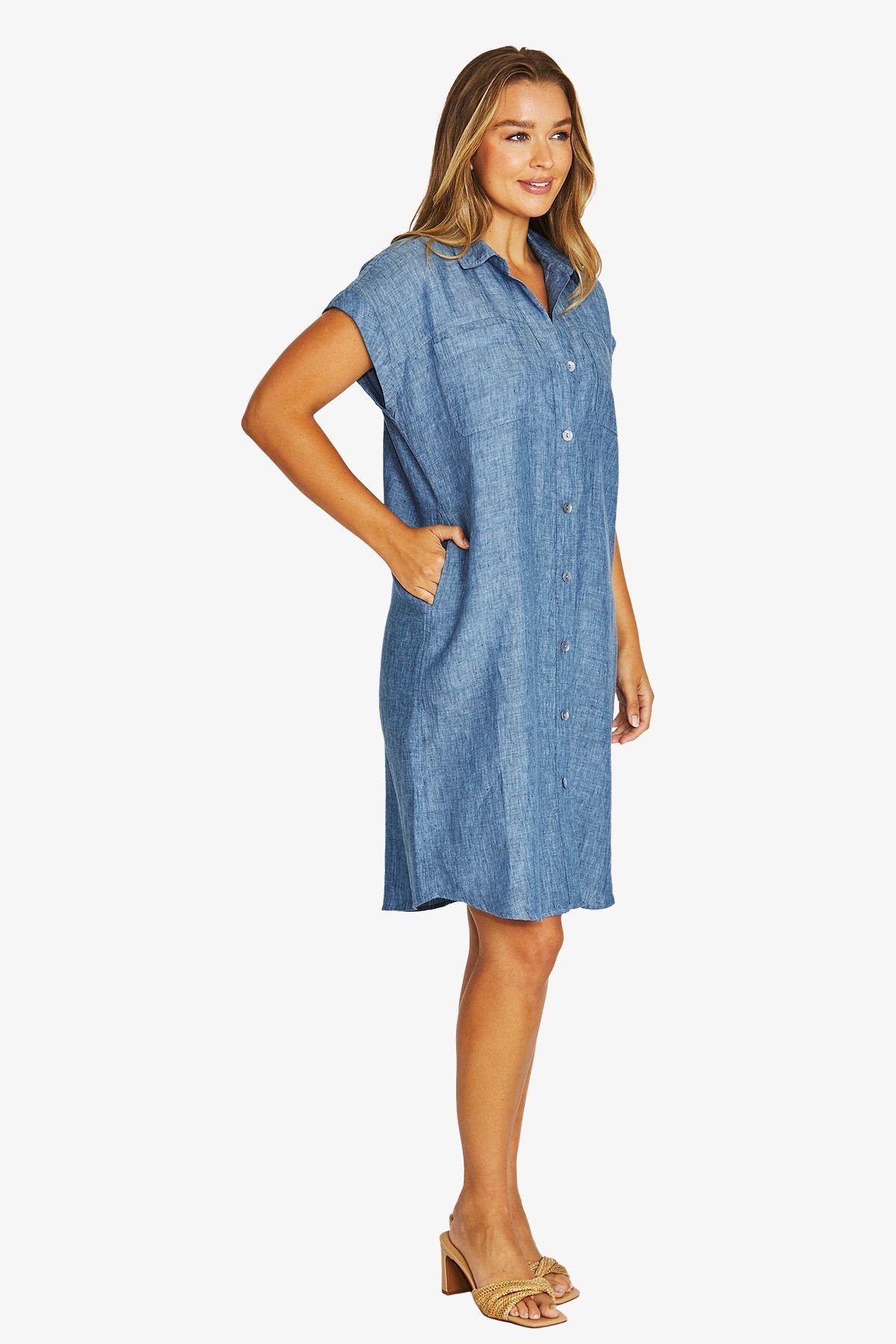 Jump Clothing 2 Pocket Shirt dress - Denim