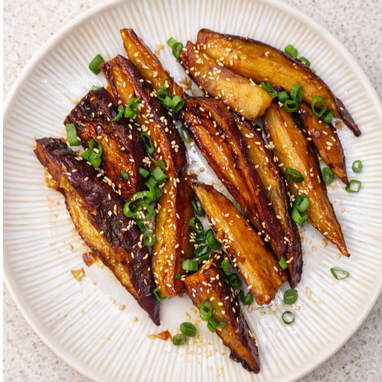 Miso-Maple Glazed Murasaki Sweetpotatoes