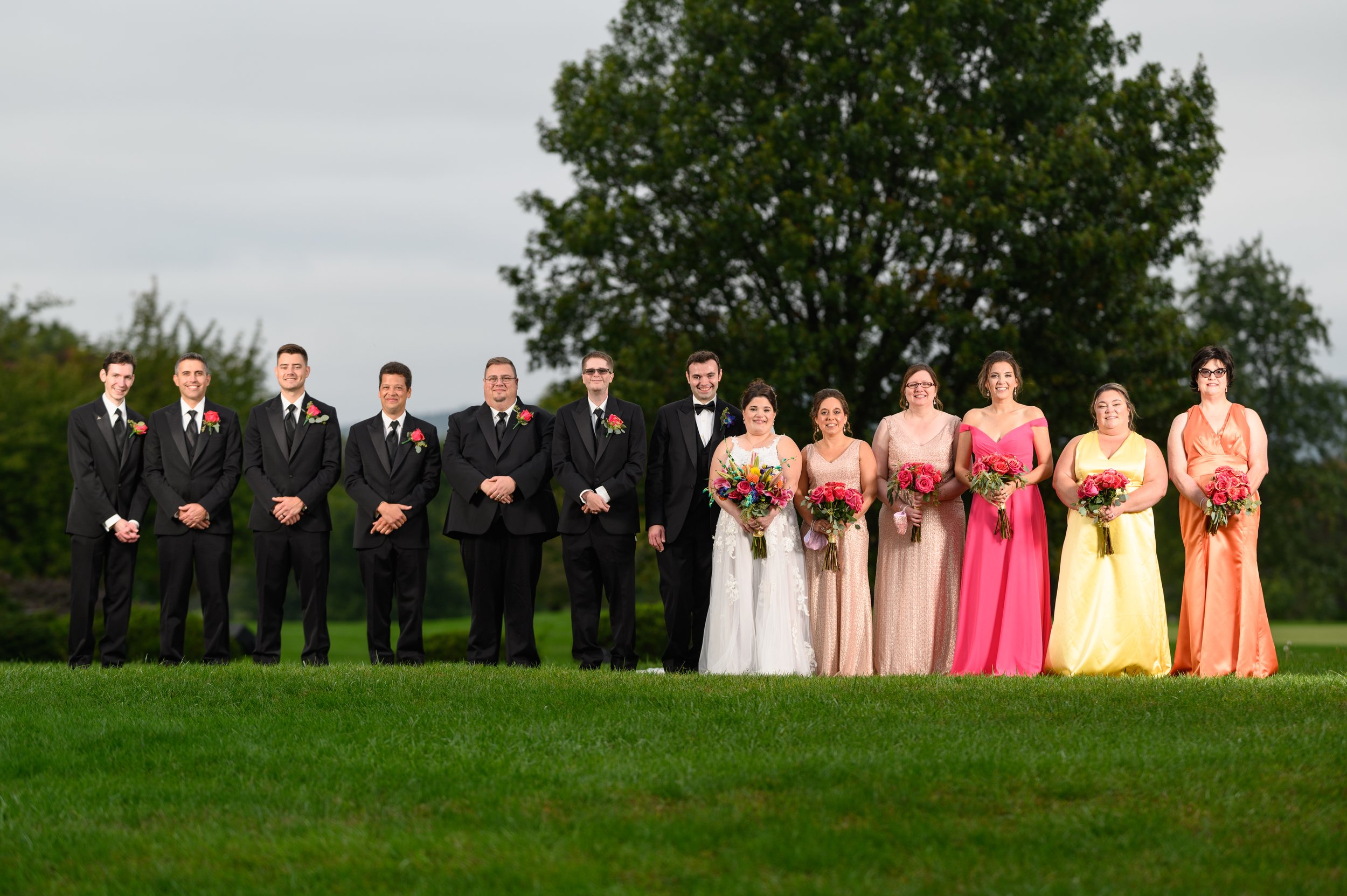 wedding party posed