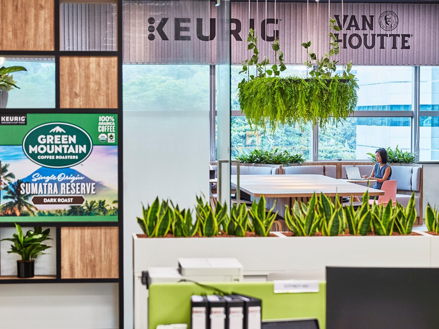  The Keurig Singapore office is designed to Biophilic principles, boosting staff well-being through a strong connection to nature  