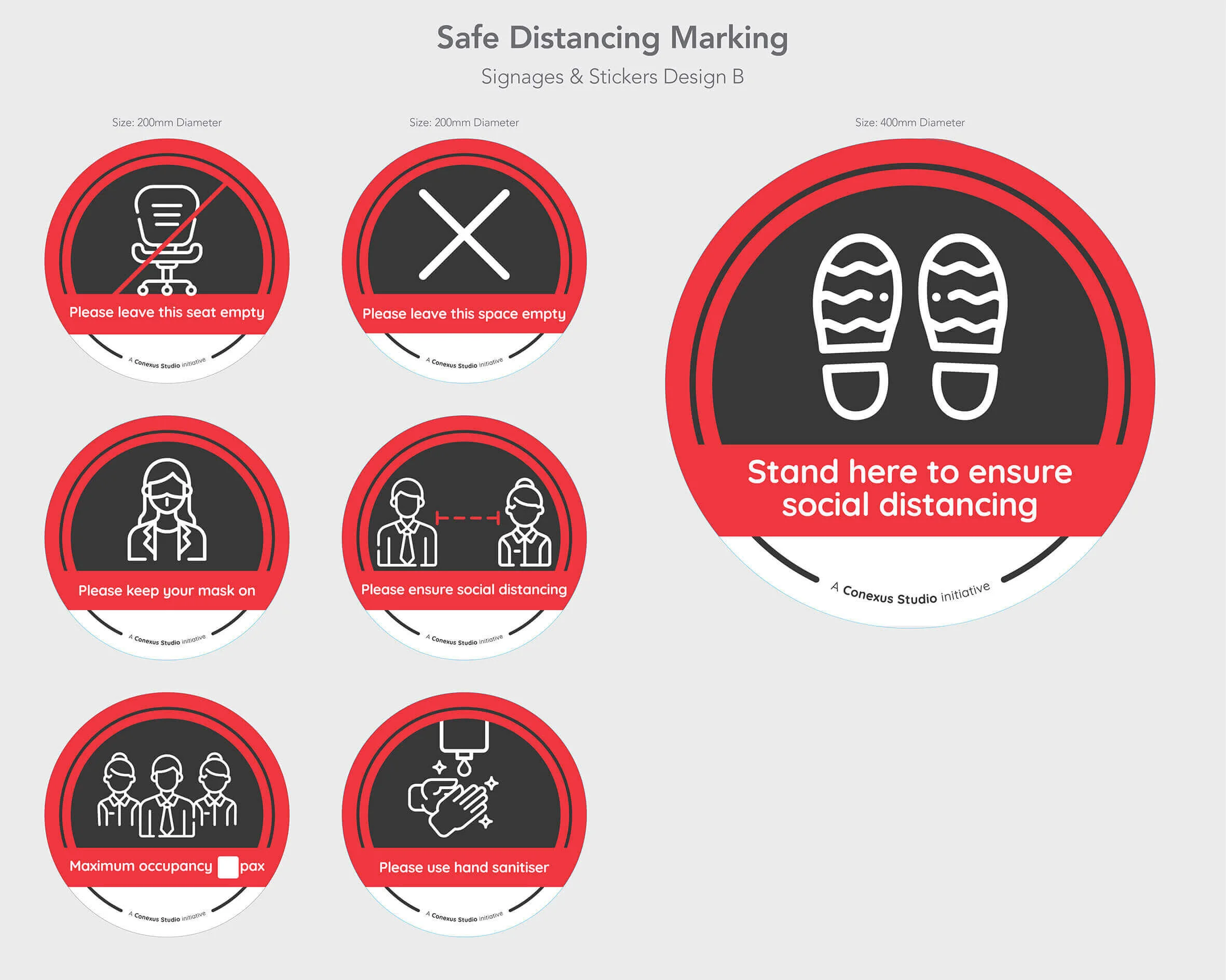 Staying Safe: New Social Distancing Sticker Designs — ⚫⚪ Conexus Studio