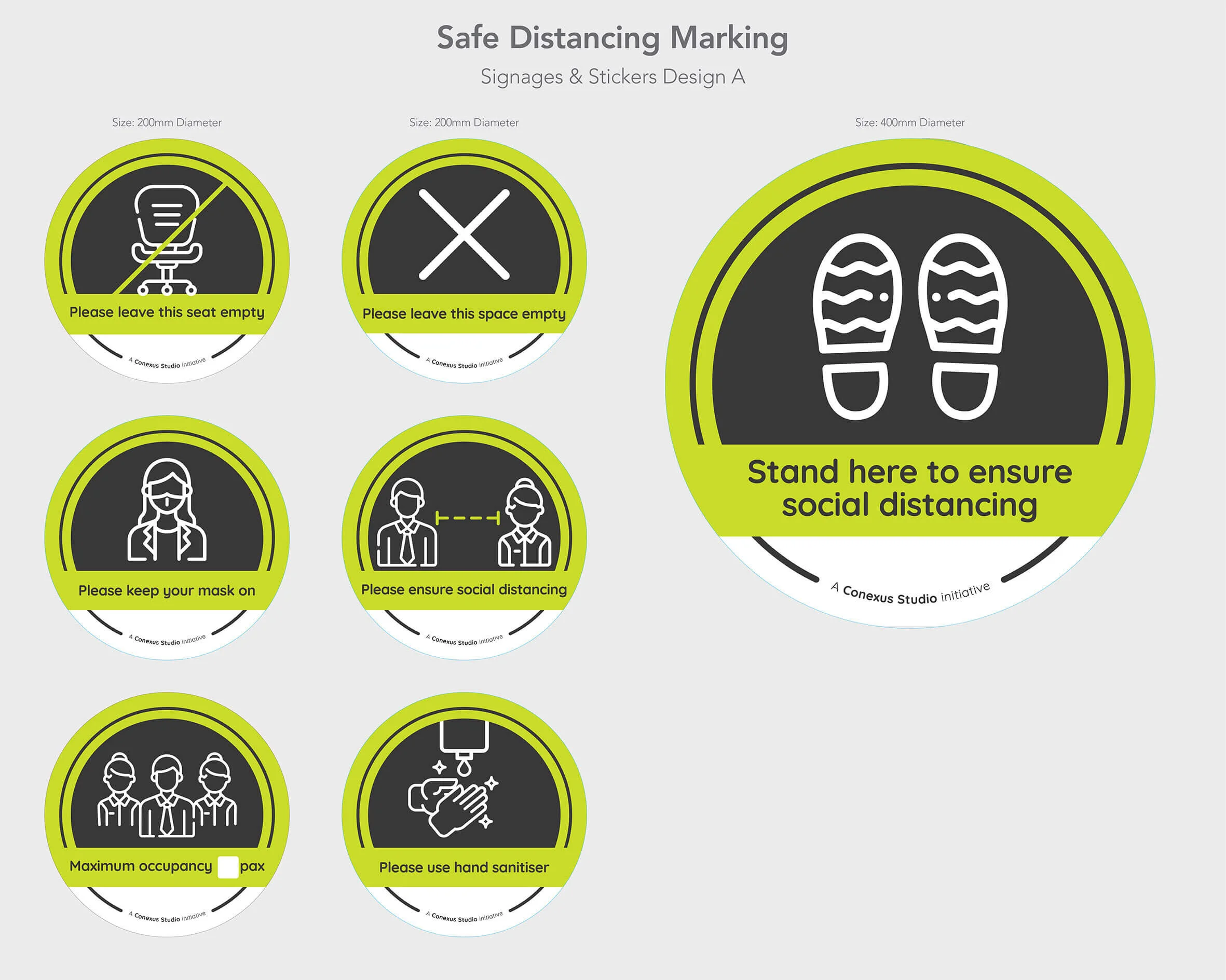Staying Safe: New Social Distancing Sticker Designs — ⚫⚪ Conexus Studio
