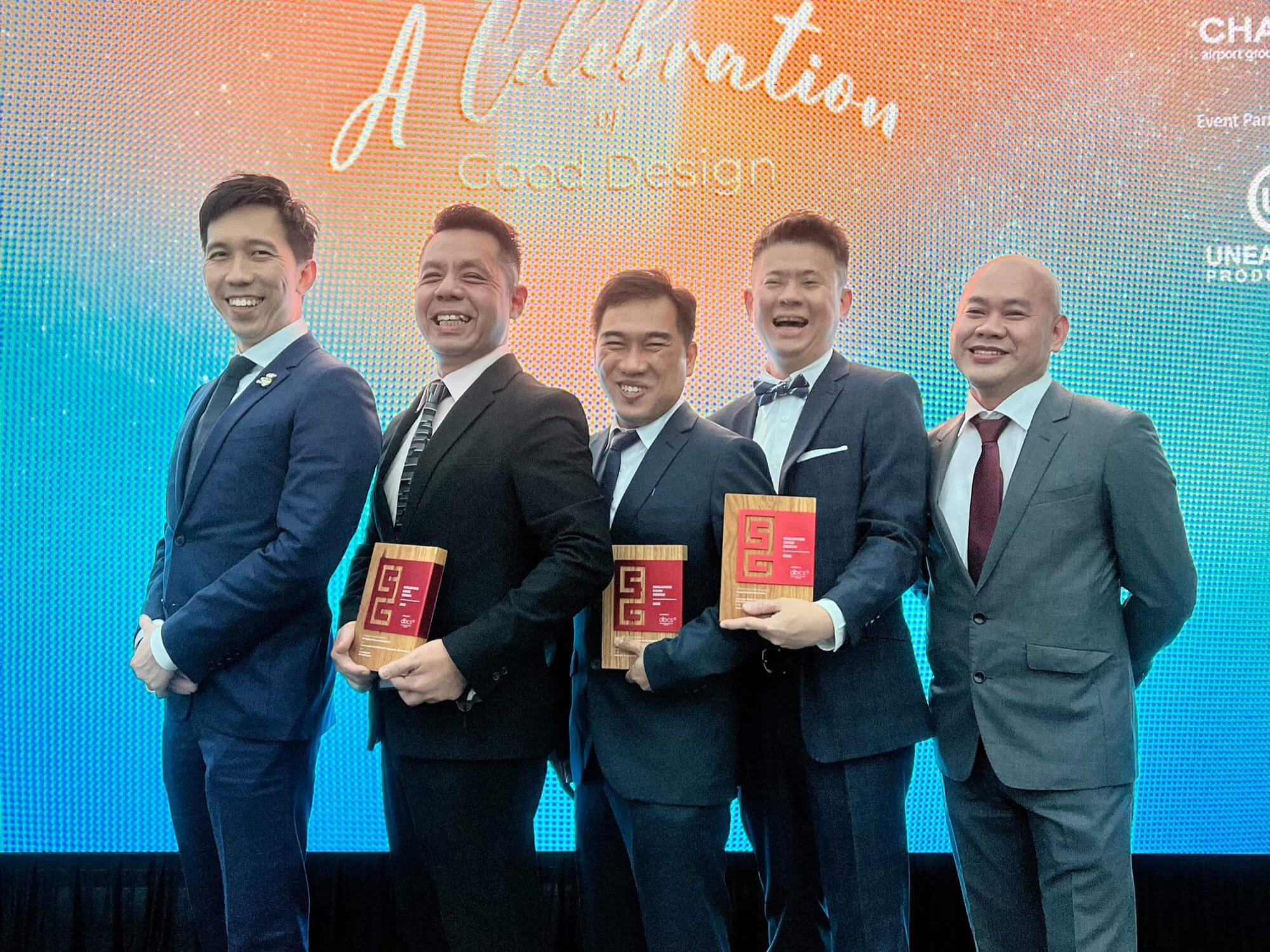  All smiles from the Conexus gents: (L to R) Managing Director Brendan Khor, Senior Project Manager Clarence Tan, Project Manager Jonathan De La Cruz, Associate Director, Associate Director, Project Management Roy Ngai, Design Director Aviruth Trungt