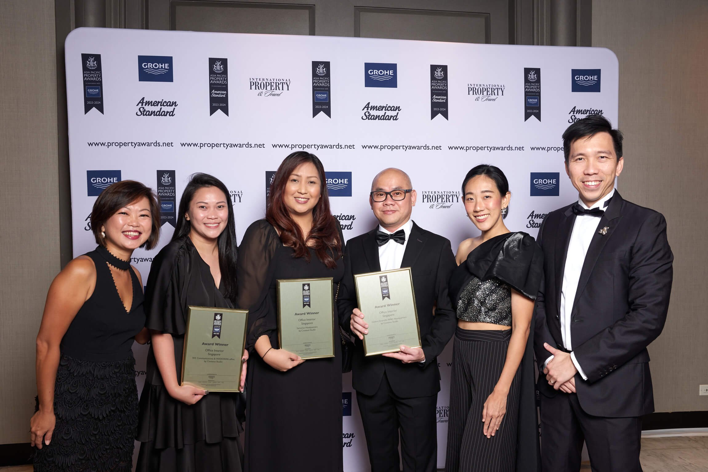  The Conexus Studio team in Bangkok: (from left) Associate Director, Marketing &amp; Communications Lim Sio Hui, Senior Designers Genevieve Bargas &amp; Althea Almazar, Design Director Aviruth Trungtreechart, Associate Design Director Nat Jentraichan