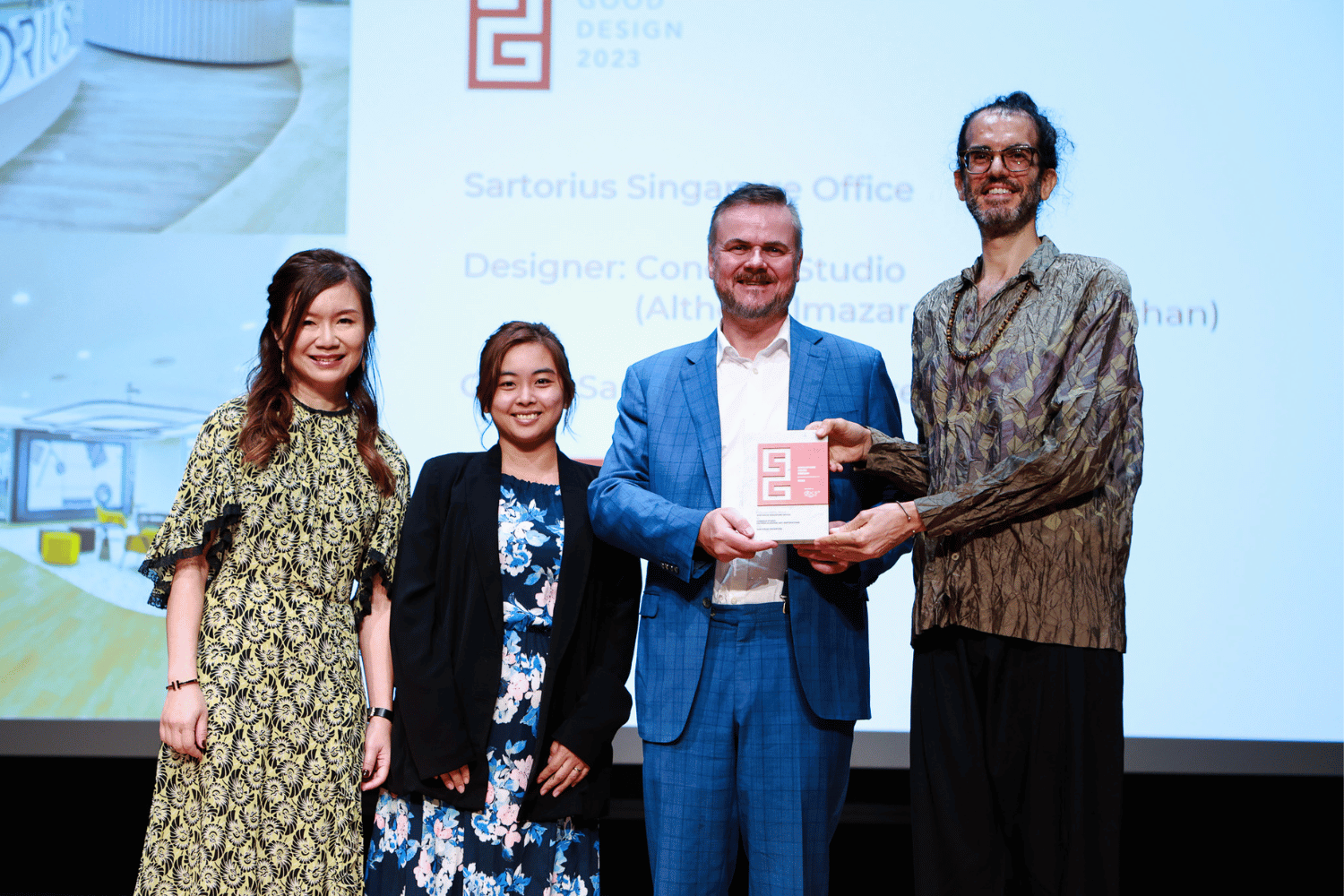  Representing the team for the Sartorius Stedim Singapore office design award win: (from left): Wendy Tan,  Office Aministrator Amanda Tan &amp; Head of Sales APAC Eirik Pettersen. 