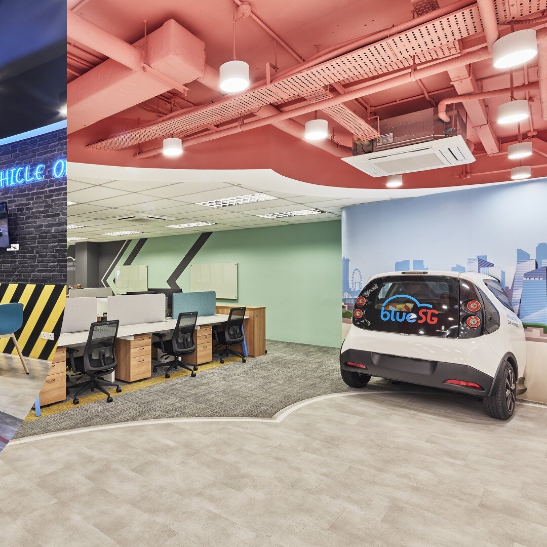 [1/3] Excited to unveil BLUESG! Our office design isn't just about work and play&mdash;it's a travel-inspired haven where productivity meets creativity, complete with a car workshop. A huge shoutout to the team at BLUESG for embarking on this journey