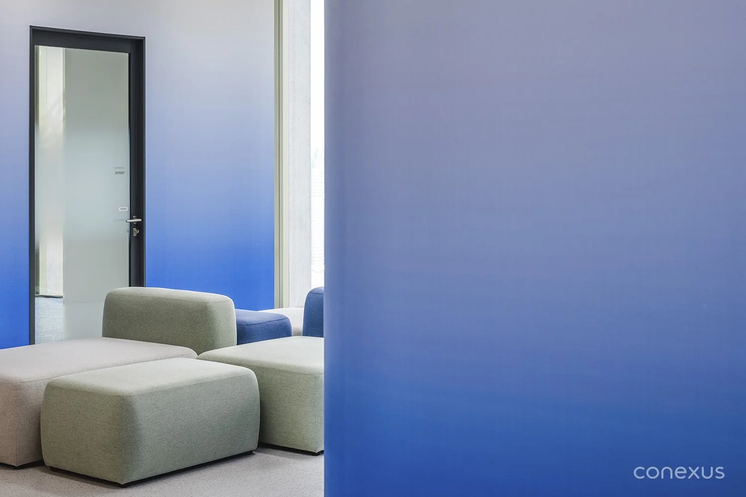 Samsonite office lounge soft seating gradient wall Bangkok