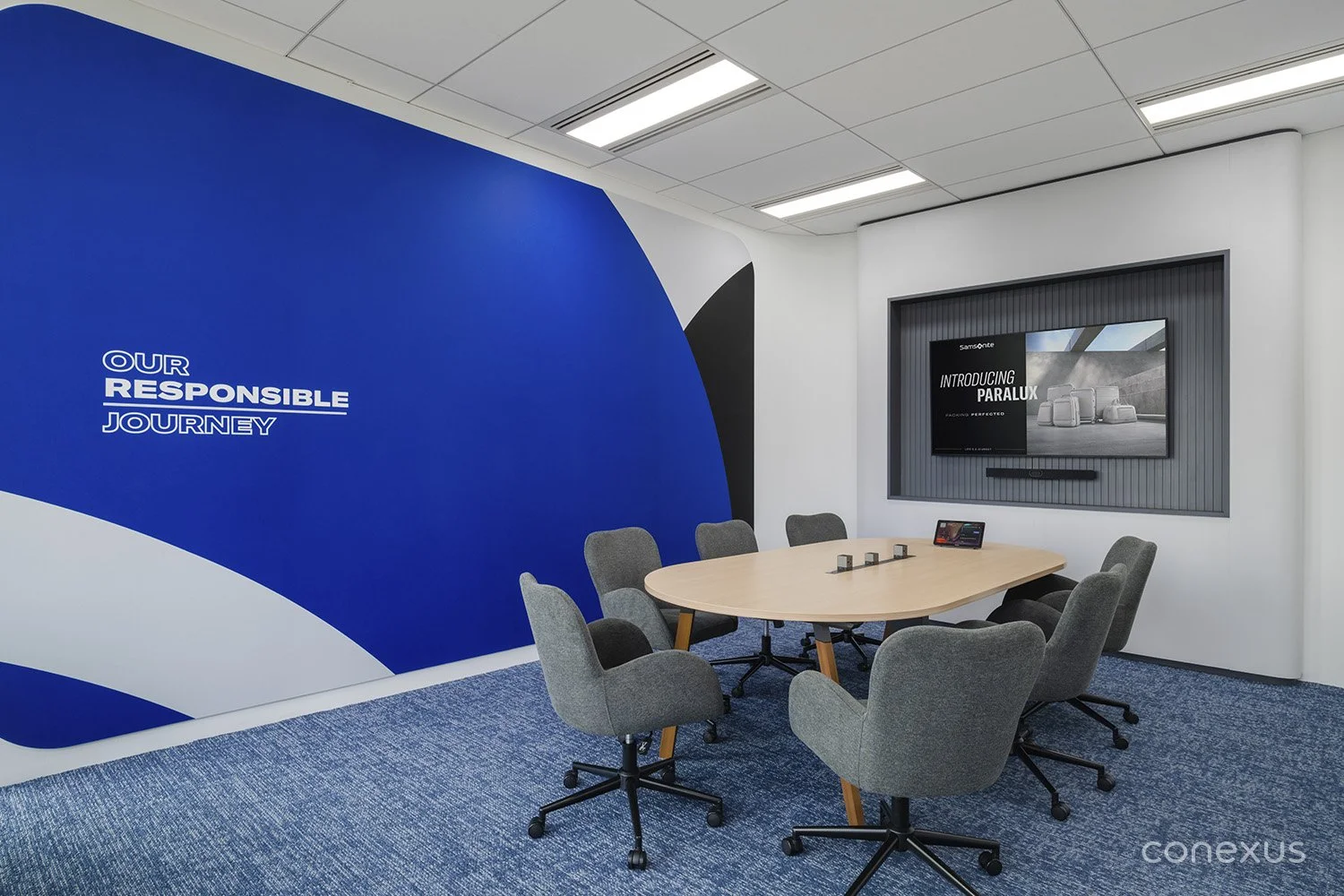 Samsonite workplace meeting room brand wall interior design Bangkok