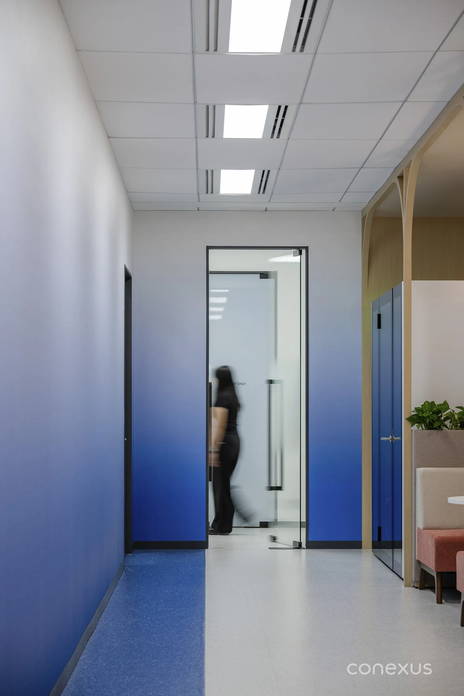 Samsonite headquarters corridor gradient wall office design Bangkok