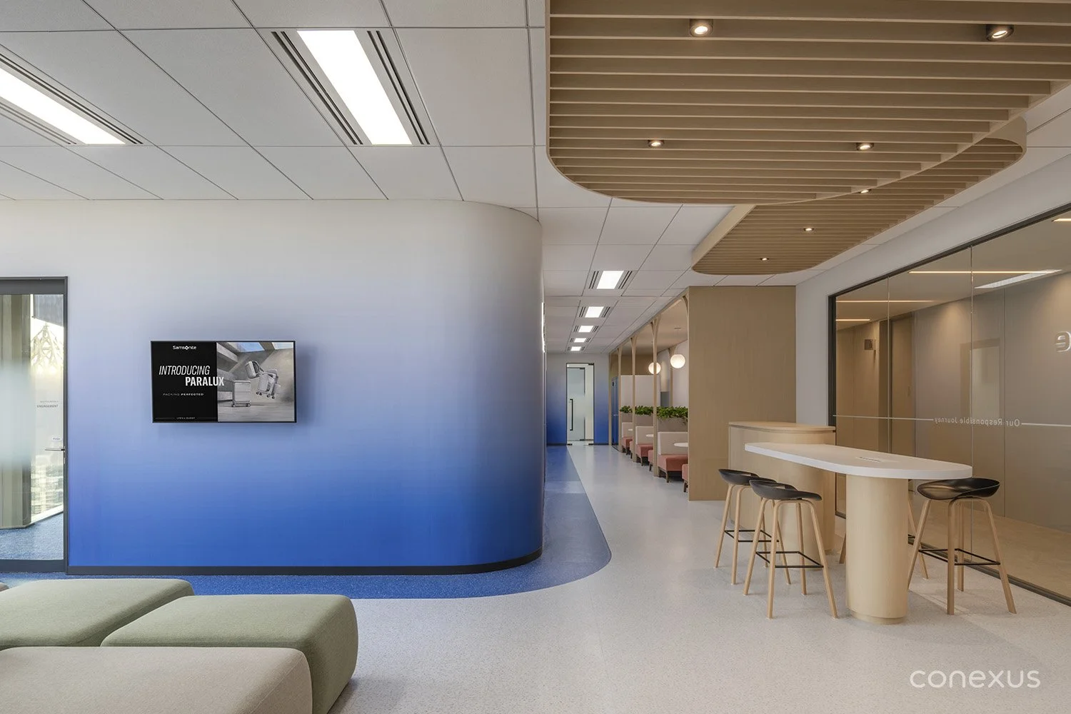 Samsonite workplace design build reception corridor overview Bangkok