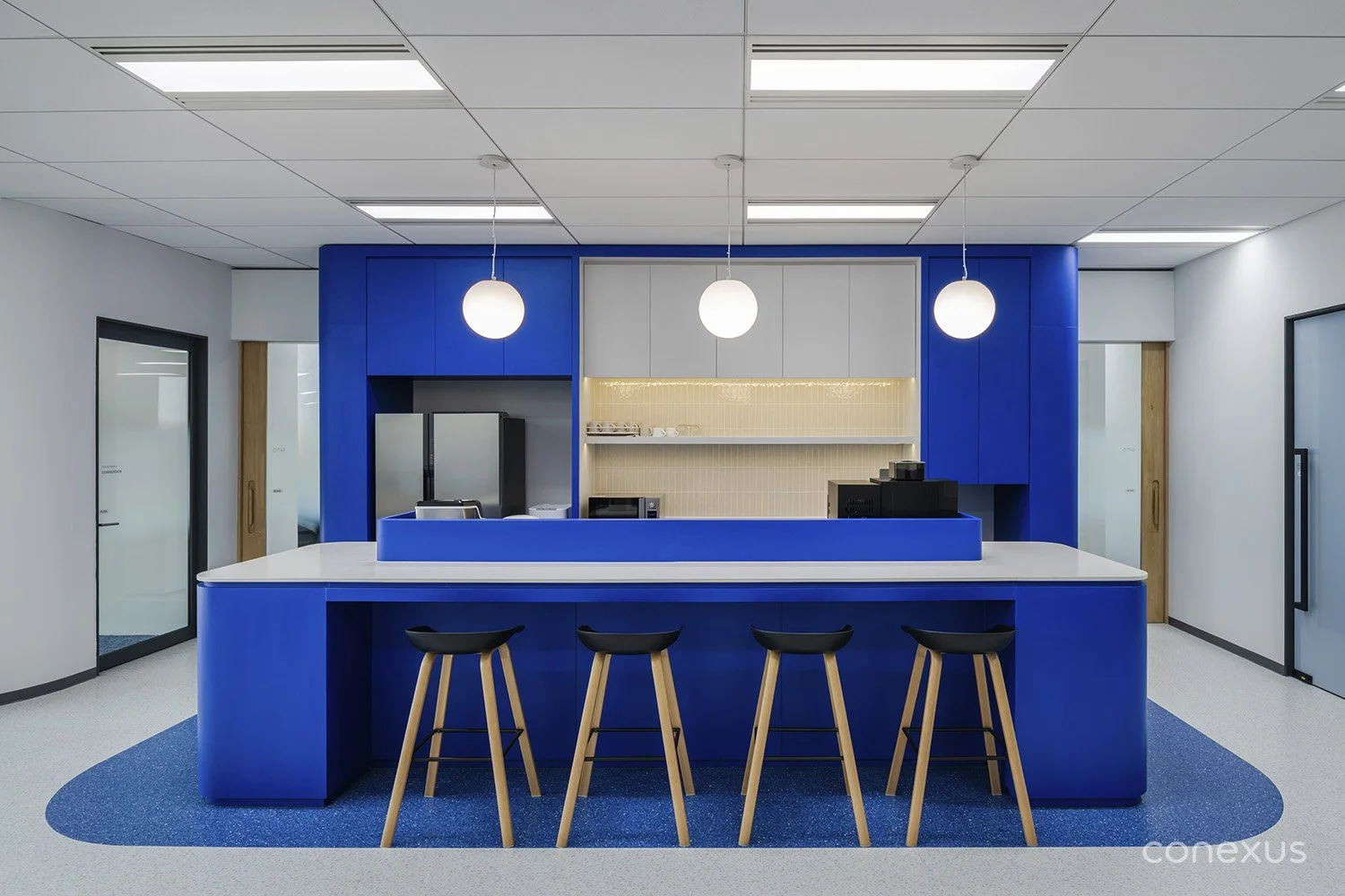 Samsonite office pantry blue kitchen island interior design Bangkok