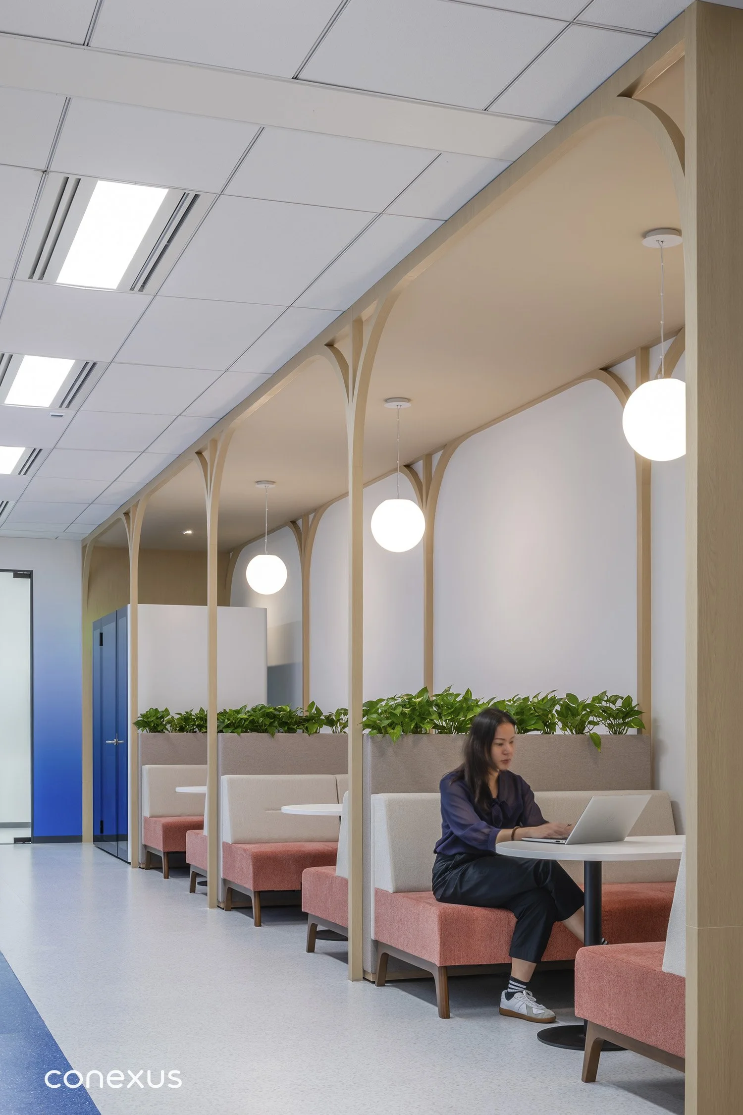 Samsonite office lounge booth soft seating pendant light Bangkok