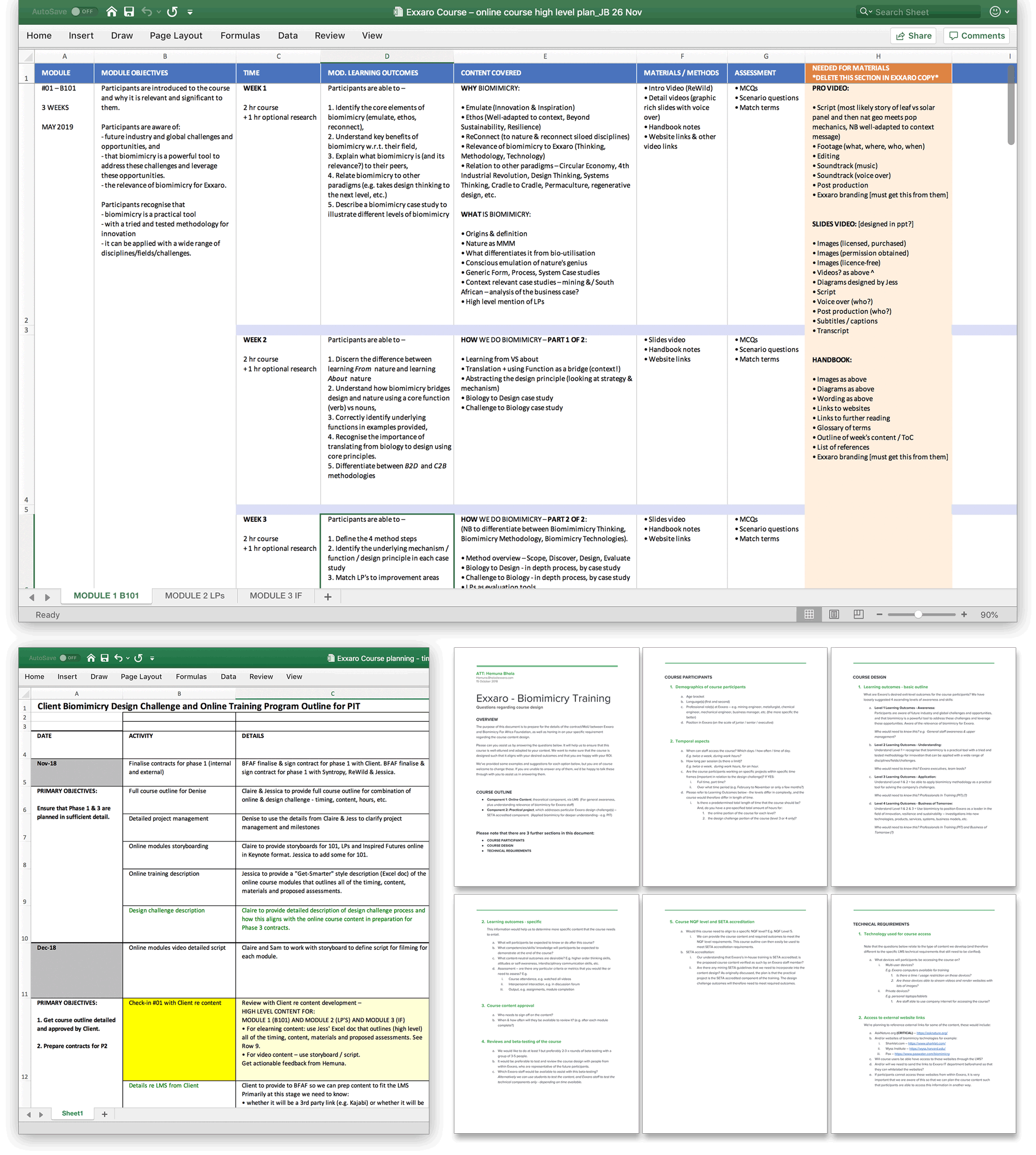 Above: Planning documents